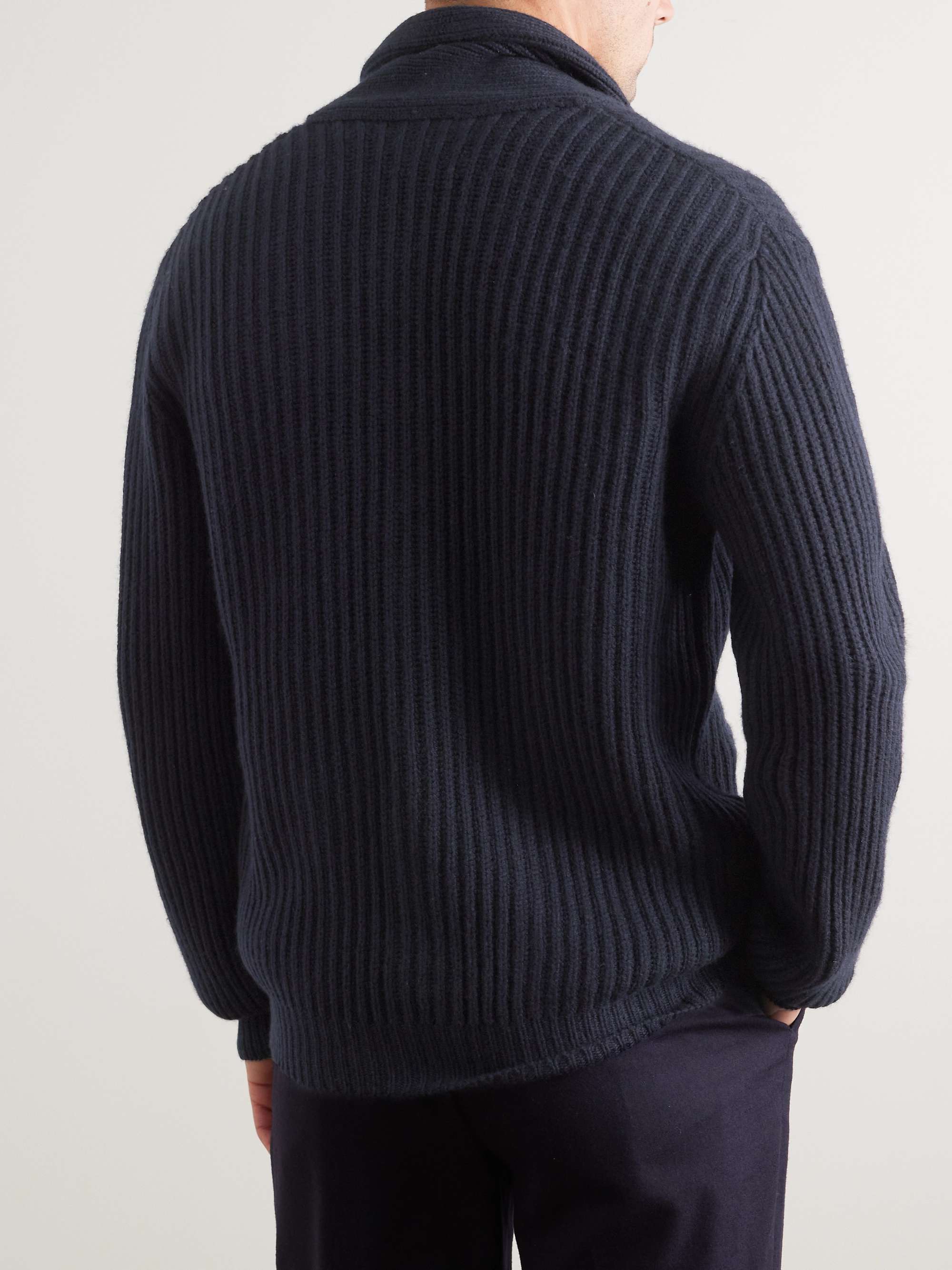 ALLUDE Shawl-Collar Ribbed Cashmere Cardigan for Men | MR PORTER