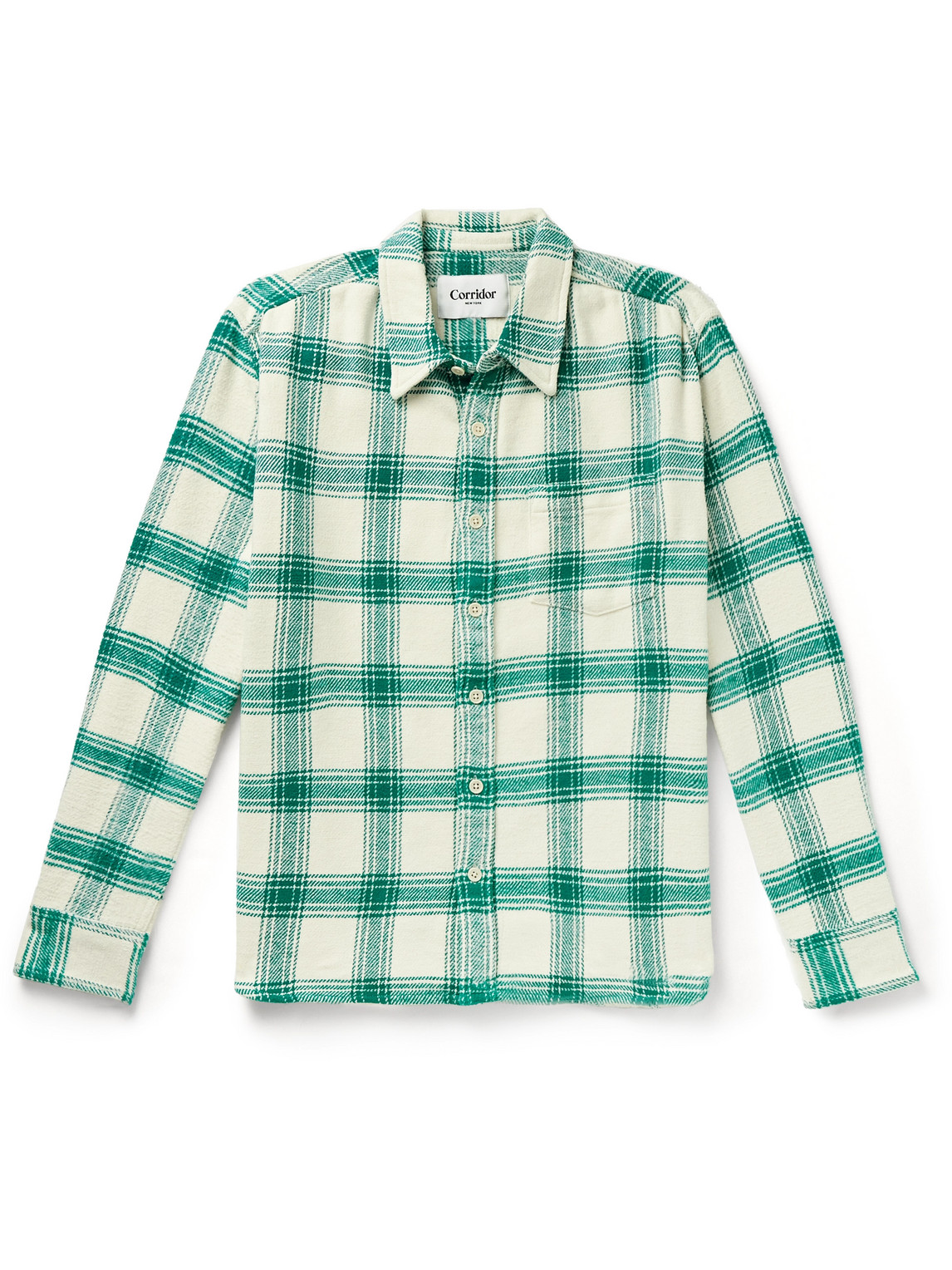Shop Corridor Checked Cotton-flannel Shirt In Green