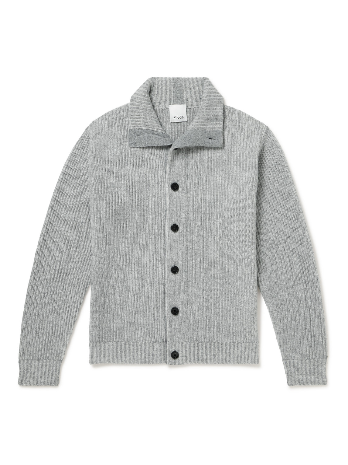 Allude Ribbed Cashmere Cardigan In Grey