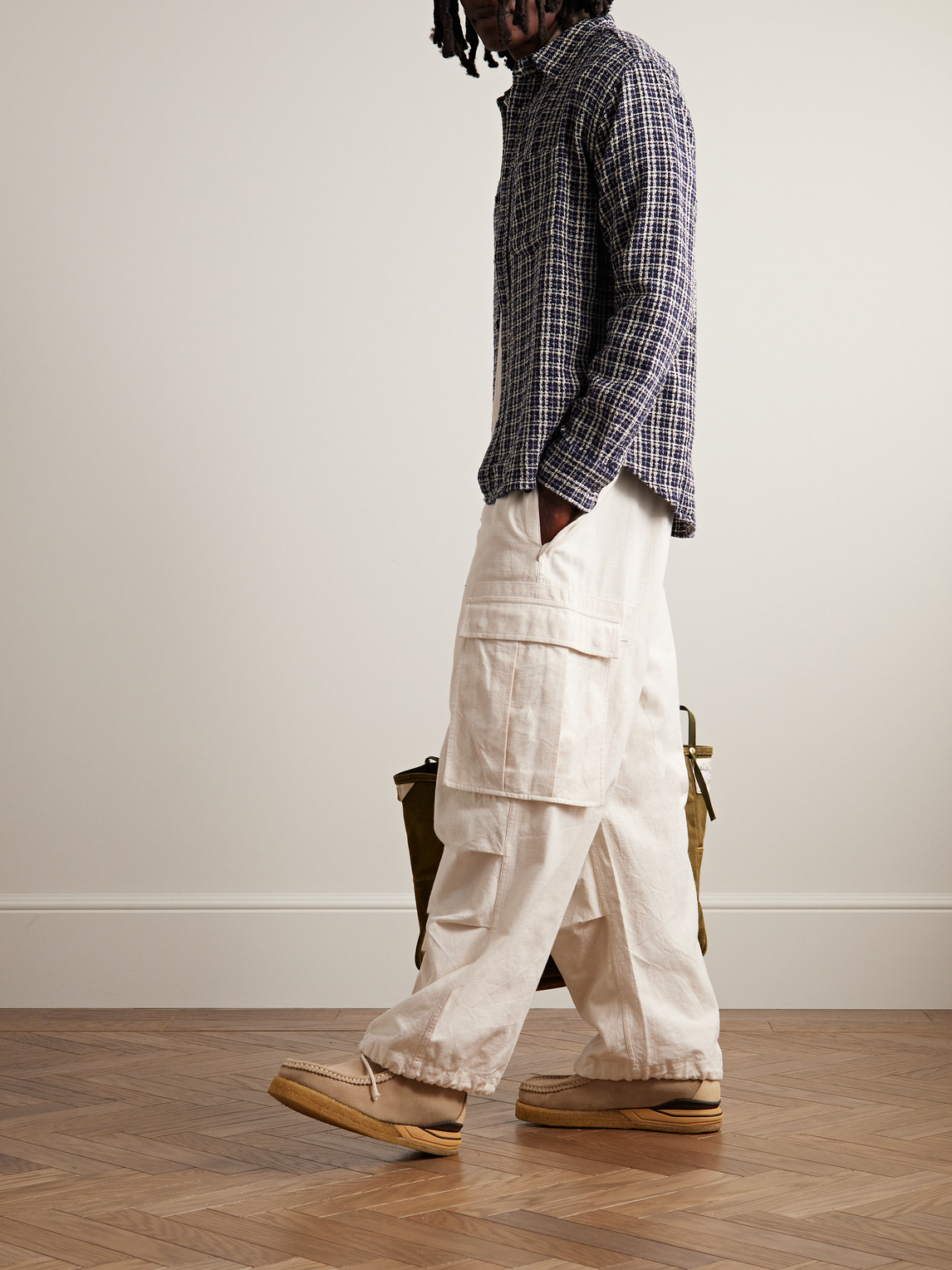 Corridor Checked Cotton-tweed Shirt In Blue