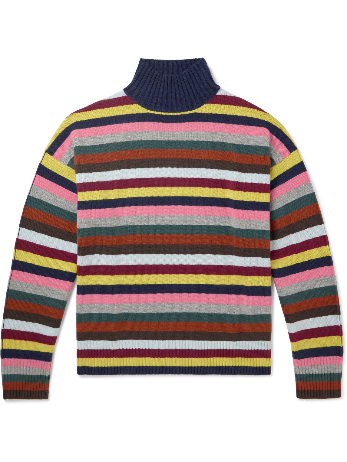 Allude Striped Wool And Cashmere-blend Rollneck Sweater In Blue