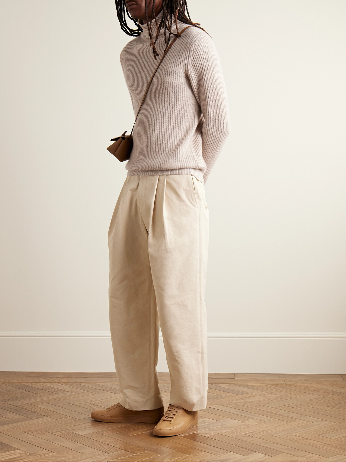 Shop Allude Slim-fit Ribbed Cashmere Rollneck Sweater In Neutrals