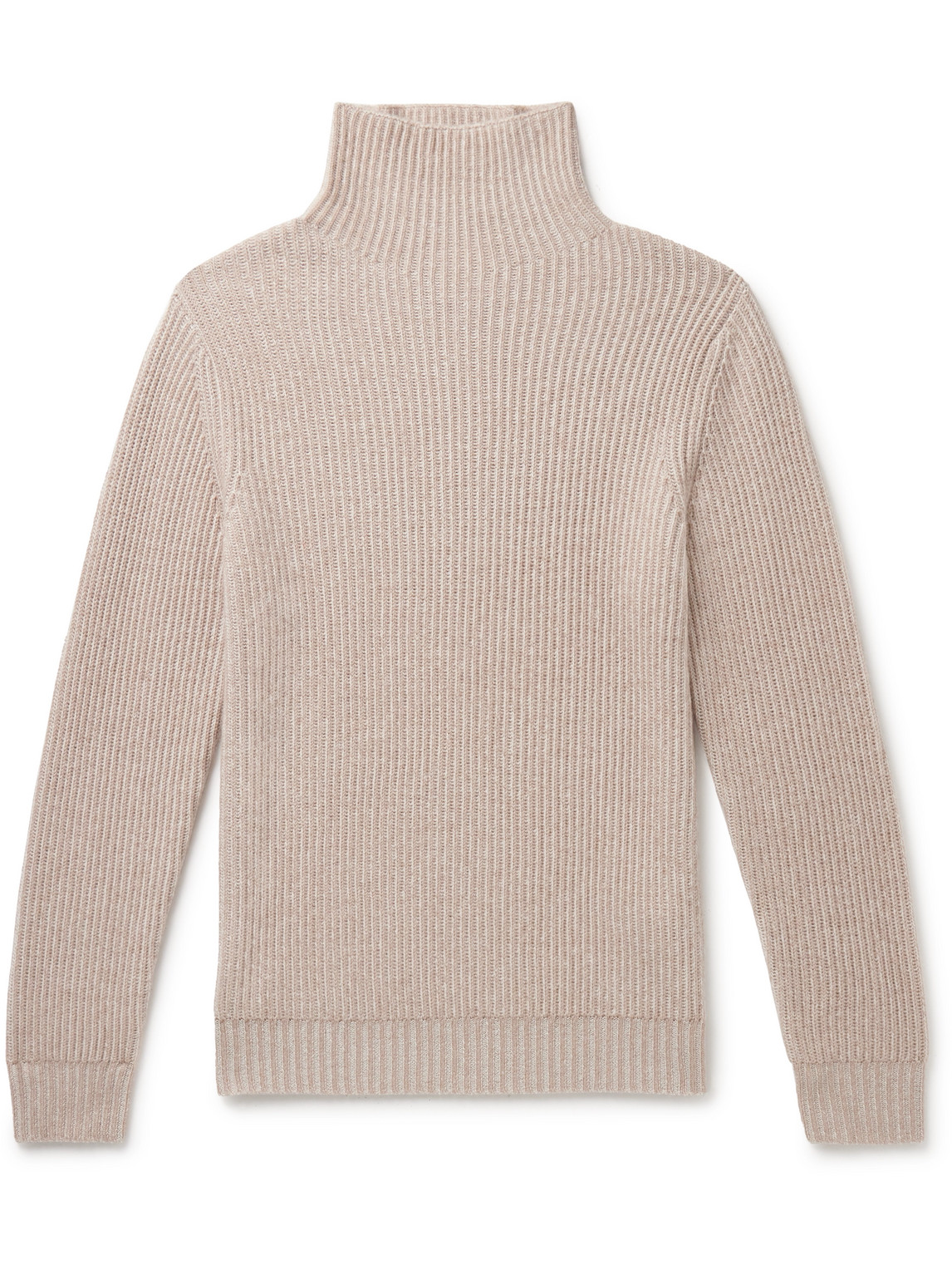 Allude Slim-fit Ribbed Cashmere Rollneck Sweater In Neutrals