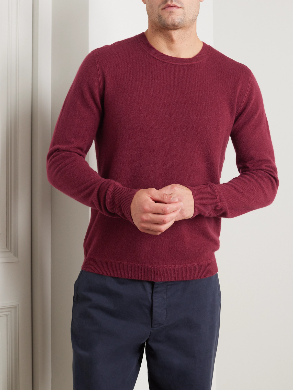 Shop Allude Cashmere Sweater In Burgundy