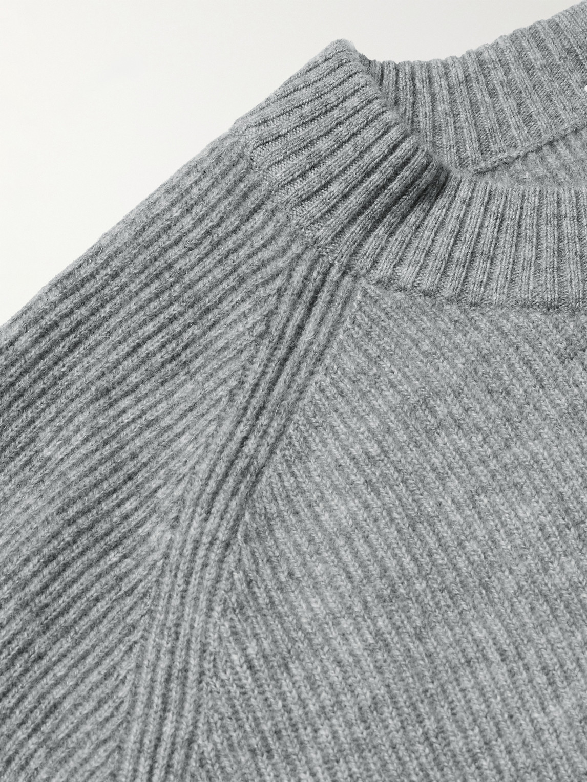 Shop Allude Ribbed Cashmere-blend Sweater In Gray