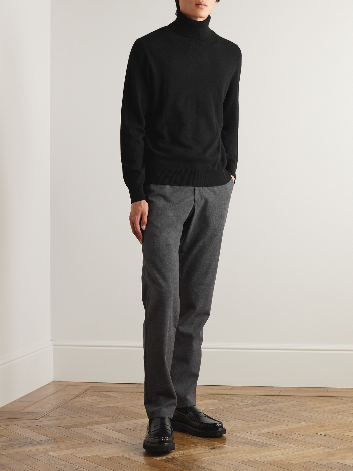Shop Allude Cashmere Rollneck Sweater In Black