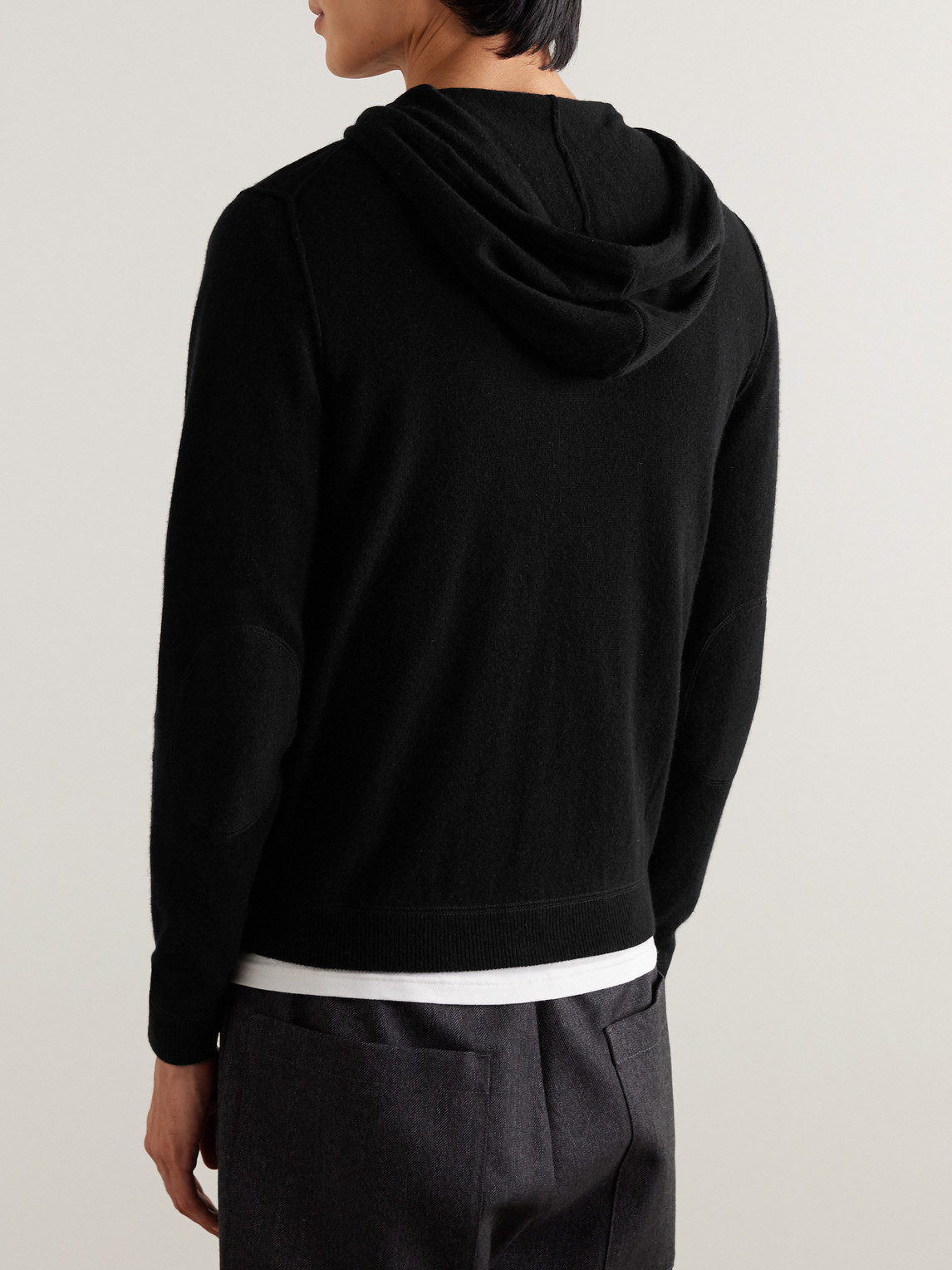 Shop Allude Virgin Wool And Cashmere-blend Zip-up Hoodie In Black