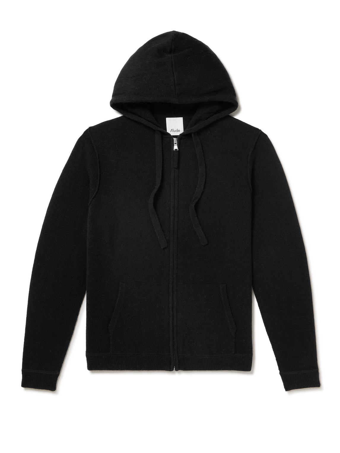 Allude Virgin Wool And Cashmere-blend Zip-up Hoodie In Black
