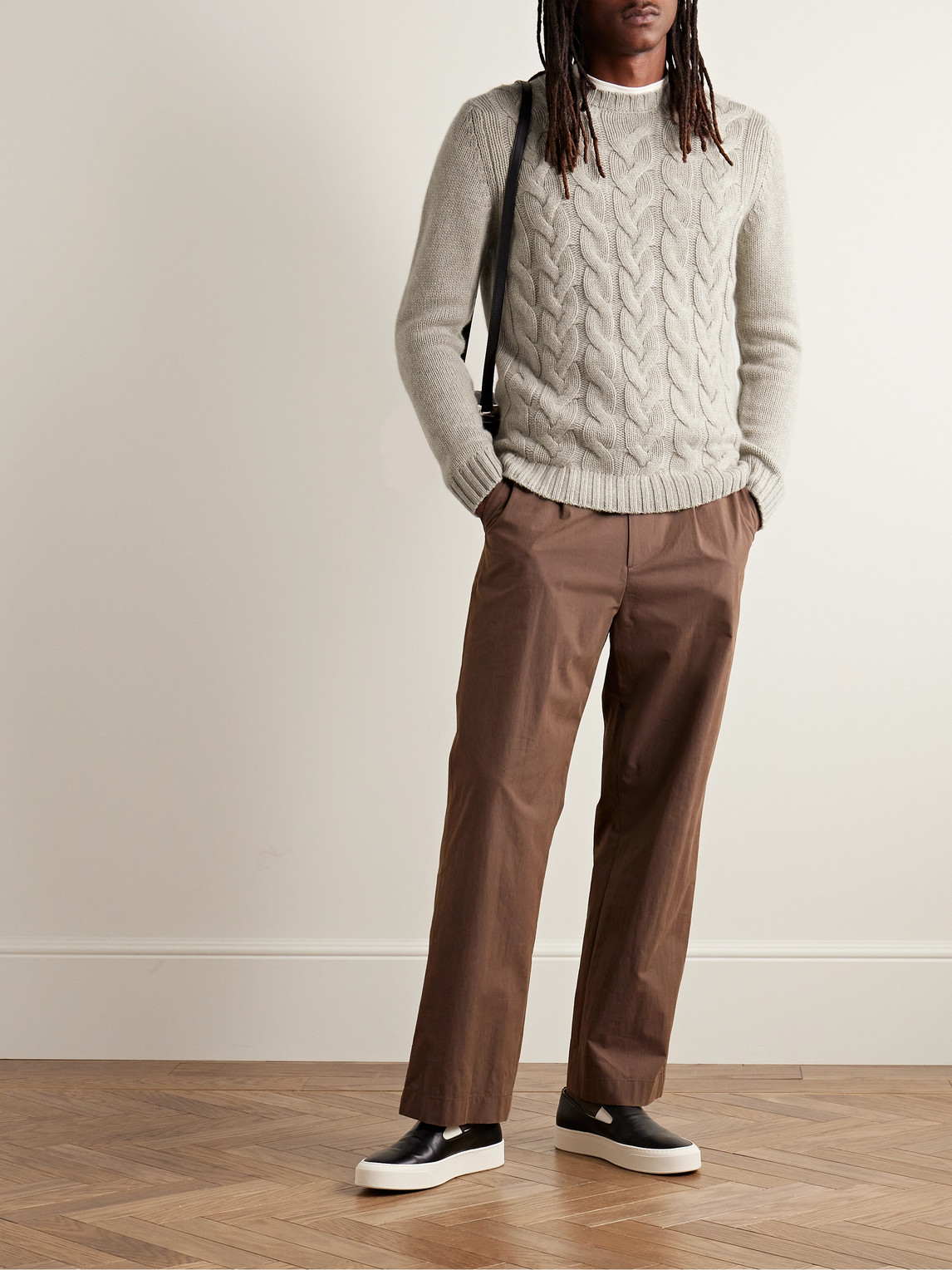 Shop Allude Cable-knit Cashmere Sweater In Neutrals