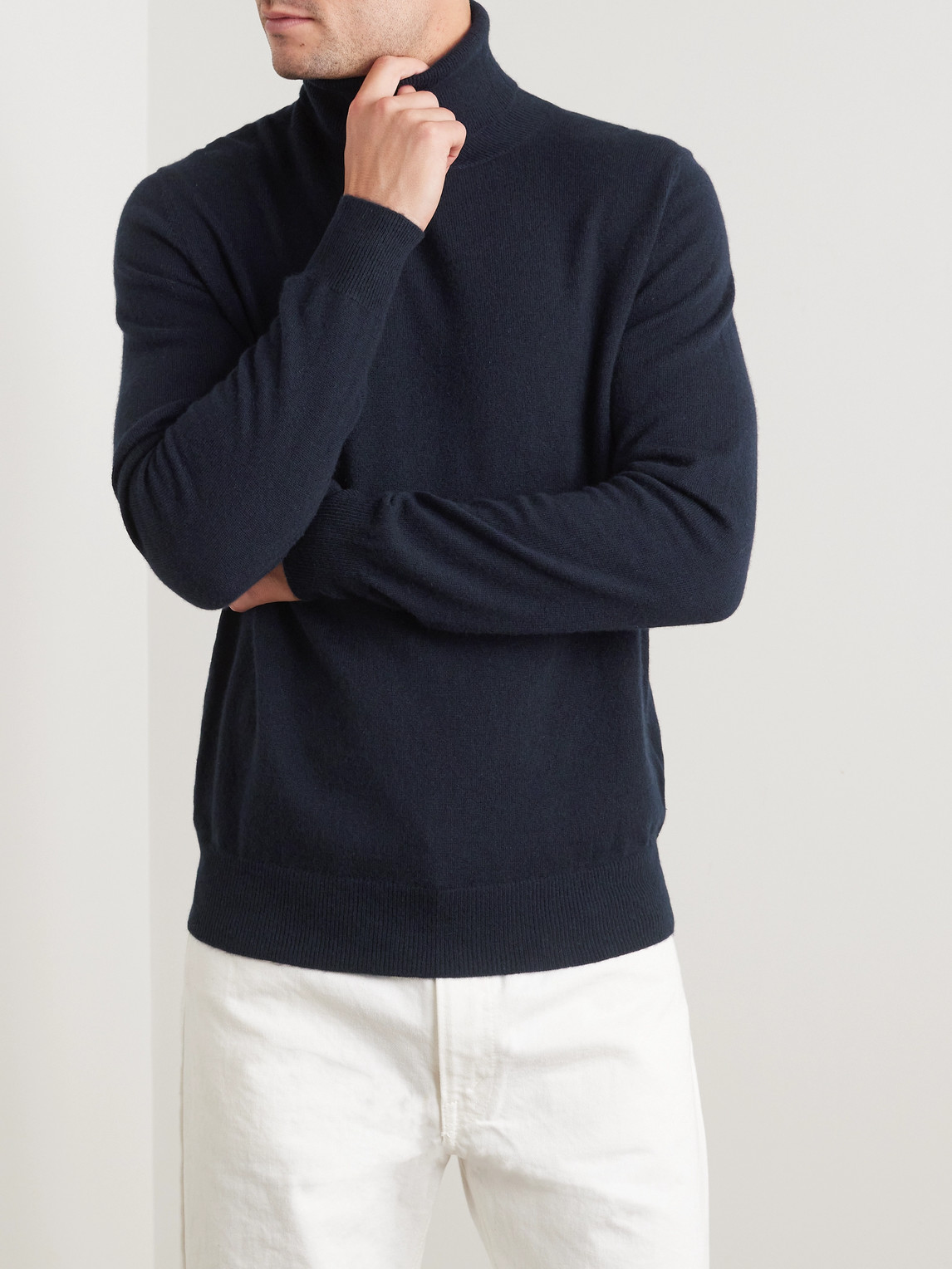 Shop Allude Cashmere Rollneck Sweater In Blue