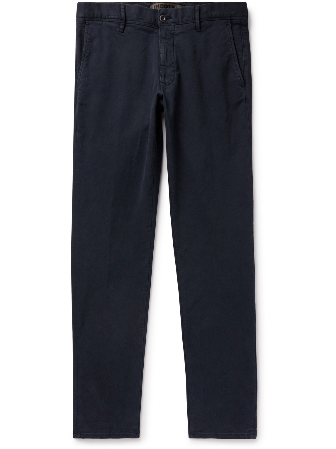 Shop Incotex Slim-fit Tapered Stretch-cotton Trousers In Blue