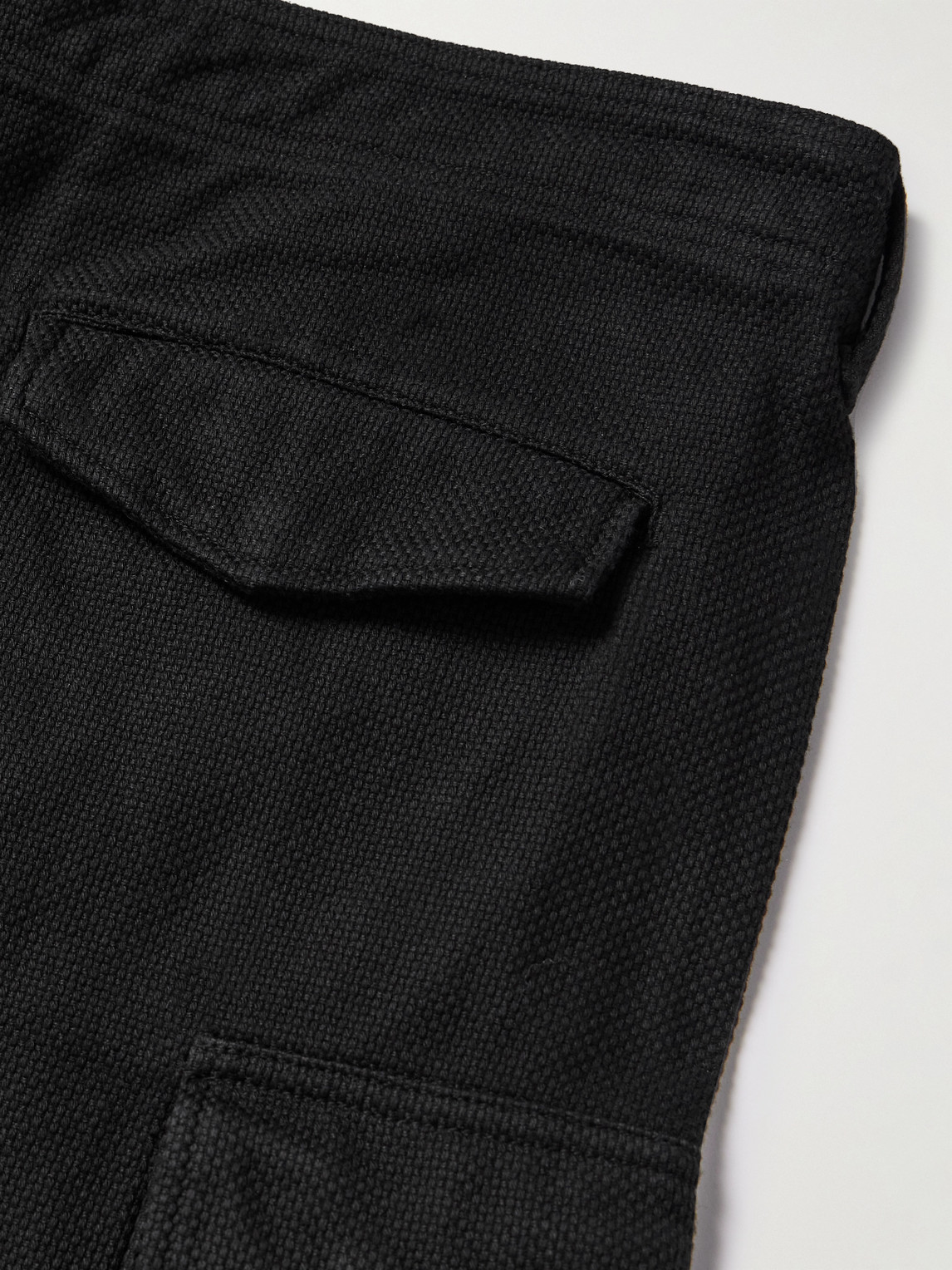 Shop Blue Blue Japan Straight-leg Hand-dyed Sashiko Cotton Cargo Trousers In Black