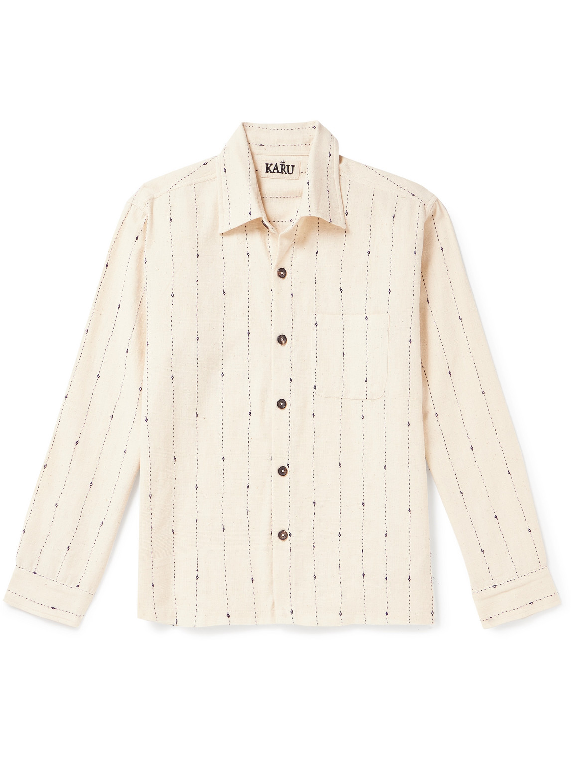 Karu Research Throwing Fits Embroidered Cotton Shirt In Neutrals