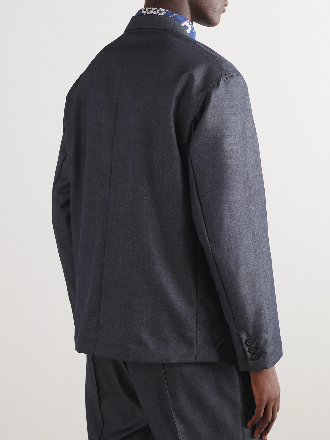 Shop Blue Blue Japan Double-breasted Wool-denim Suit Jacket In Blue