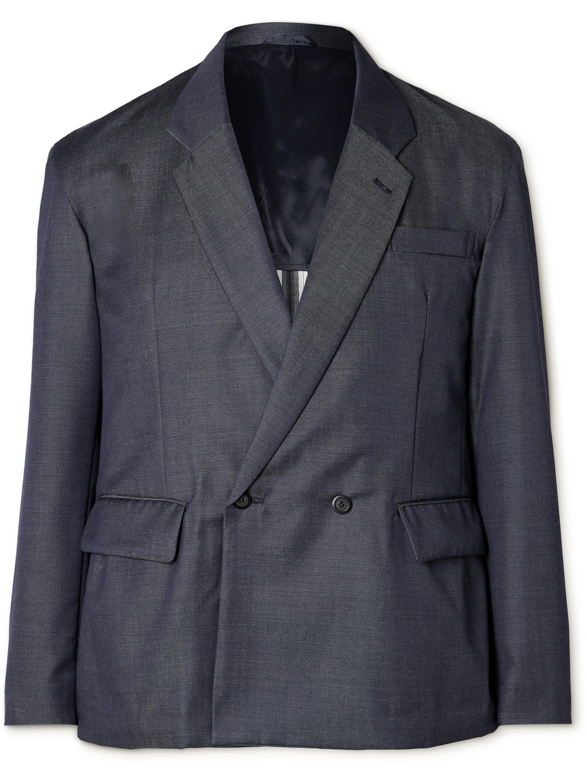 Blue Blue Japan Double-breasted Wool-denim Suit Jacket In Blue