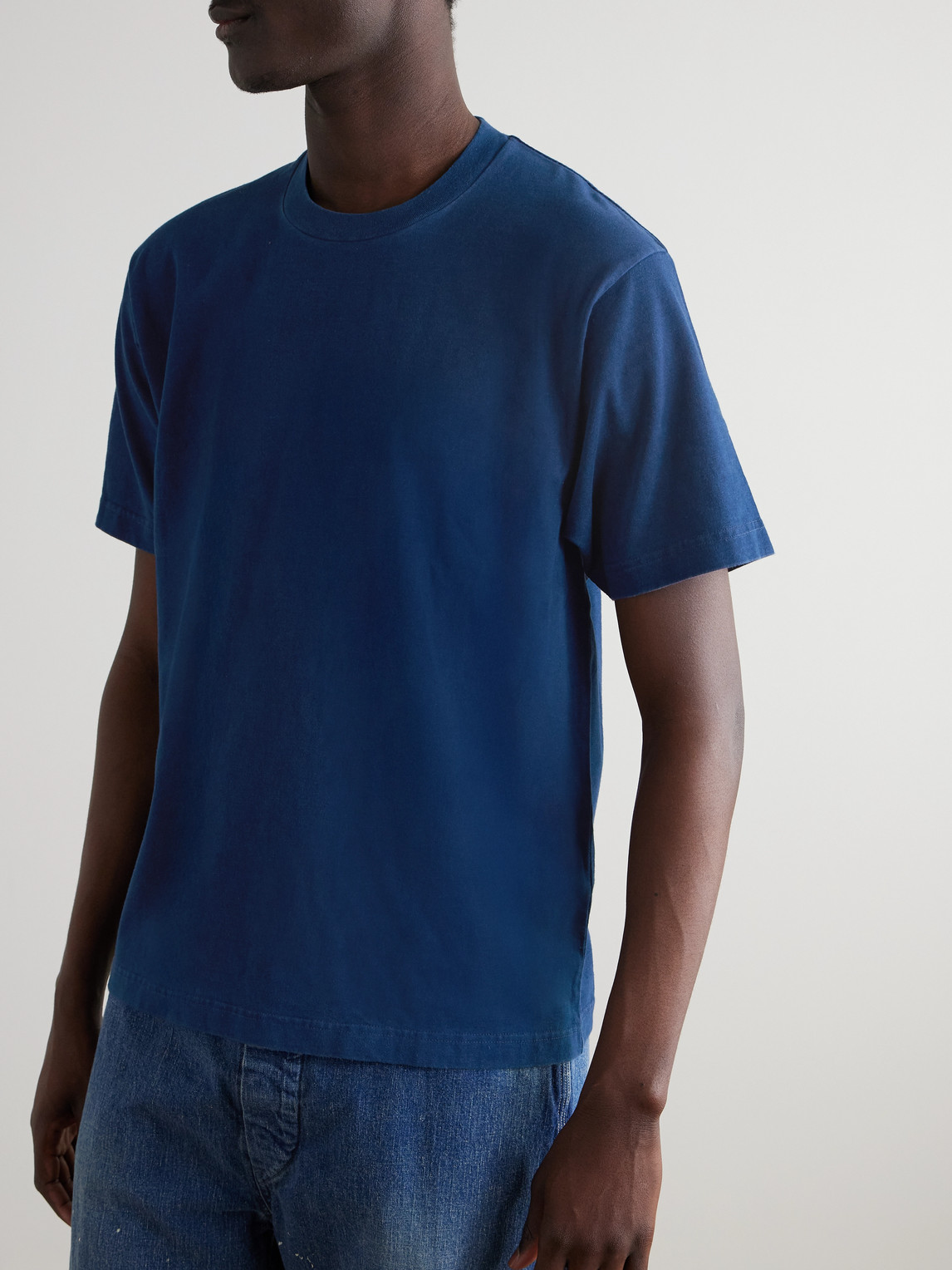 Shop Blue Blue Japan Indigo-dyed Cotton-jersey T-shirt In Blue