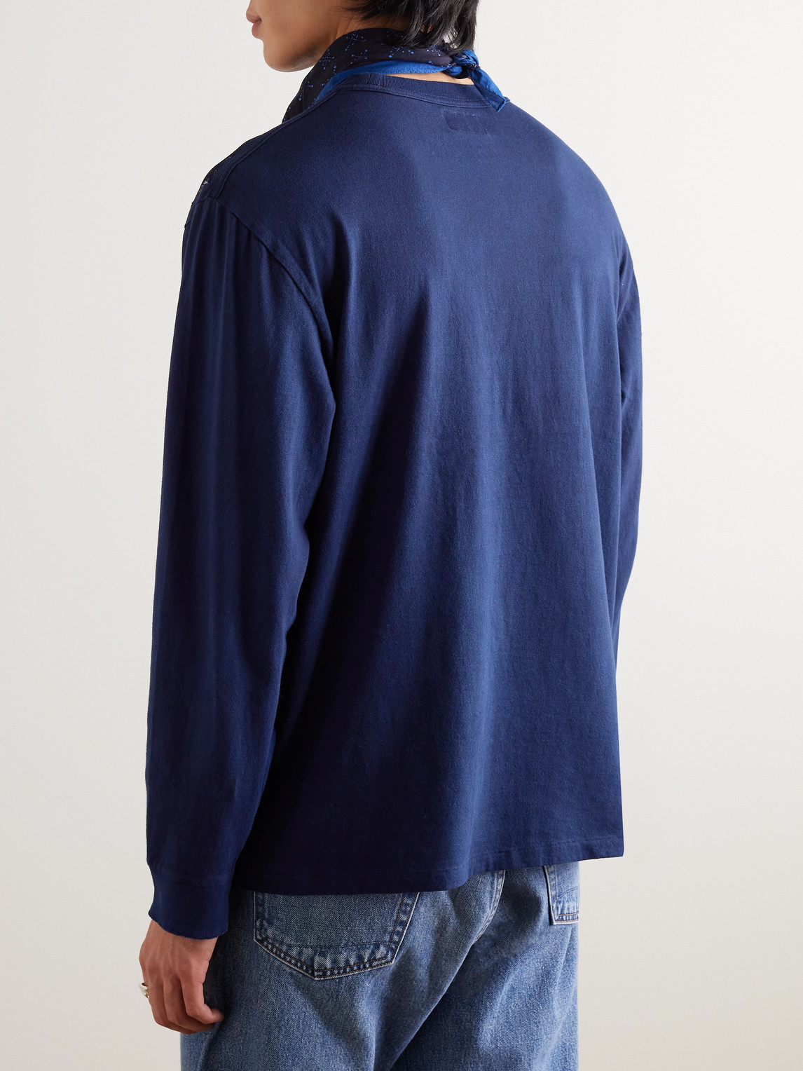 Shop Blue Blue Japan Patchwork Indigo-dyed Cotton-jersey T-shirt In Blue
