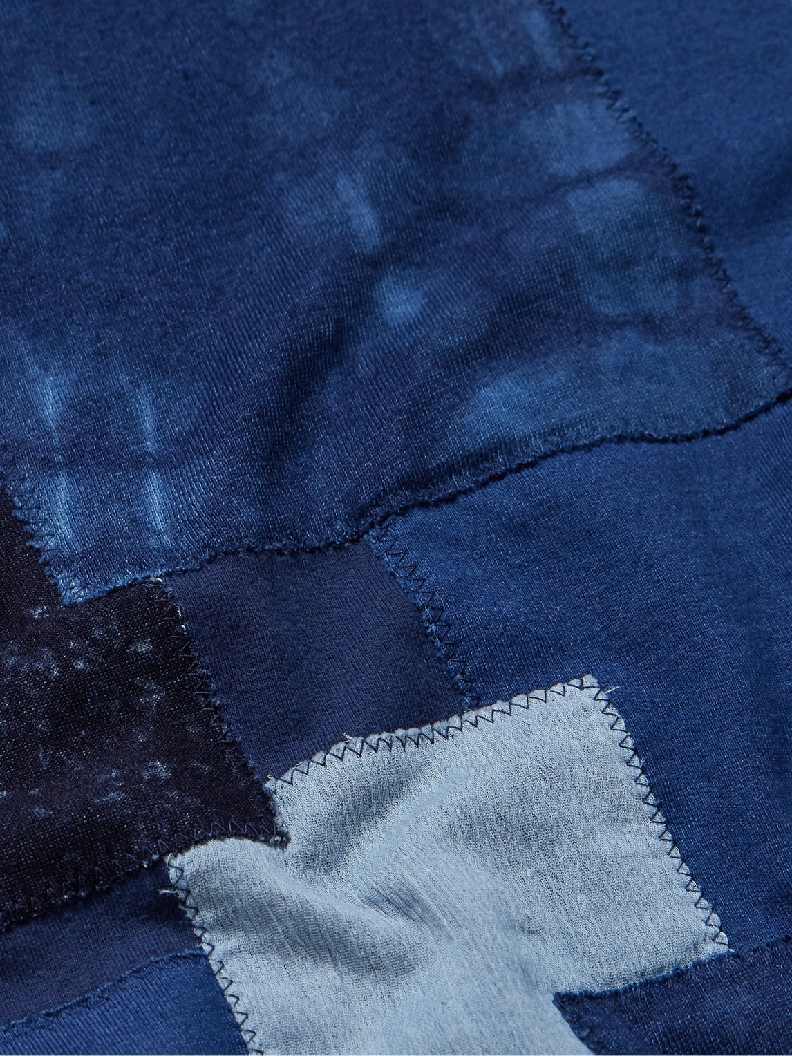 Shop Blue Blue Japan Patchwork Indigo-dyed Cotton-jersey T-shirt In Blue