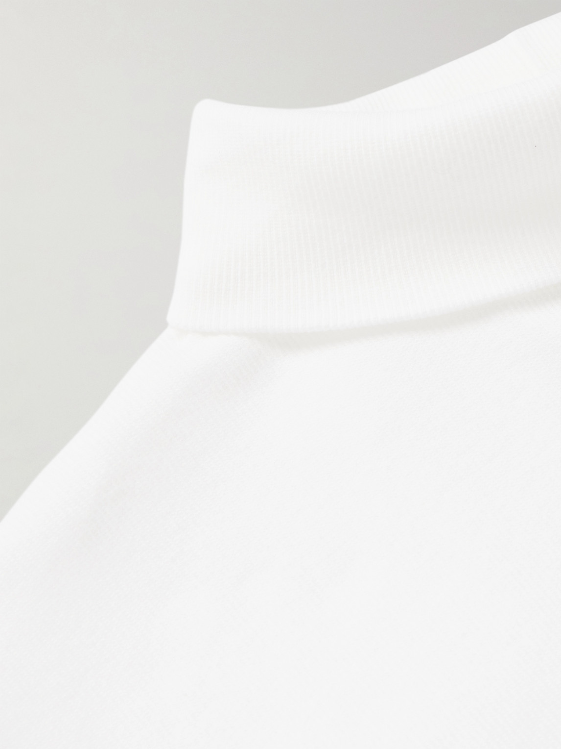 Shop Blue Blue Japan Ribbed Cotton-blend Jersey Rollneck T-shirt In White