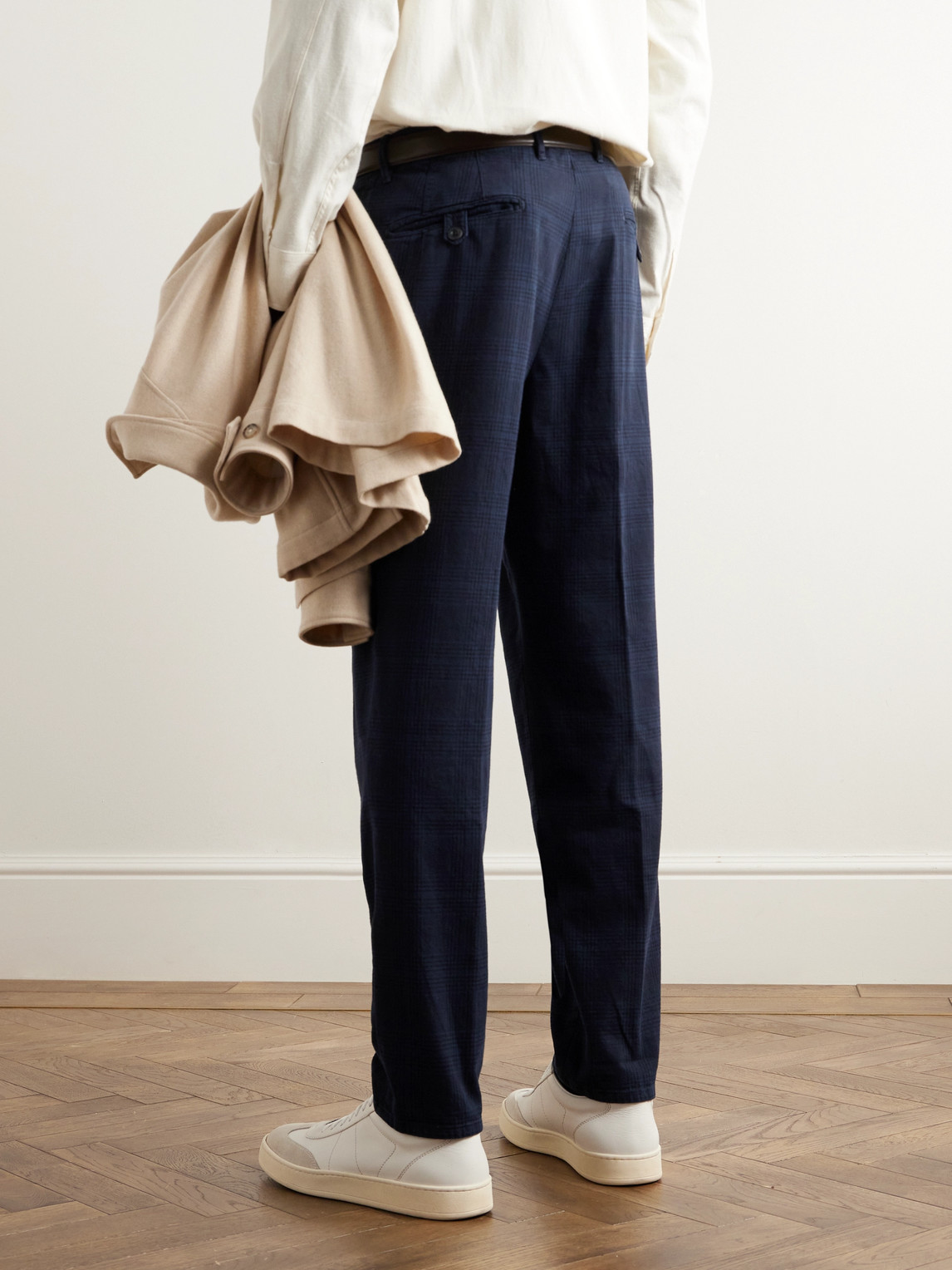  Slowear - Straight-leg Pleated Prince Of Wales Checked Cotton-blend Trousers - Men - Blue - Uk/us 29 