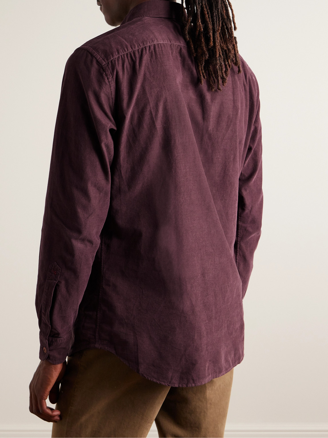 Shop Incotex Glanshirt Cotton-corduroy Shirt In Burgundy