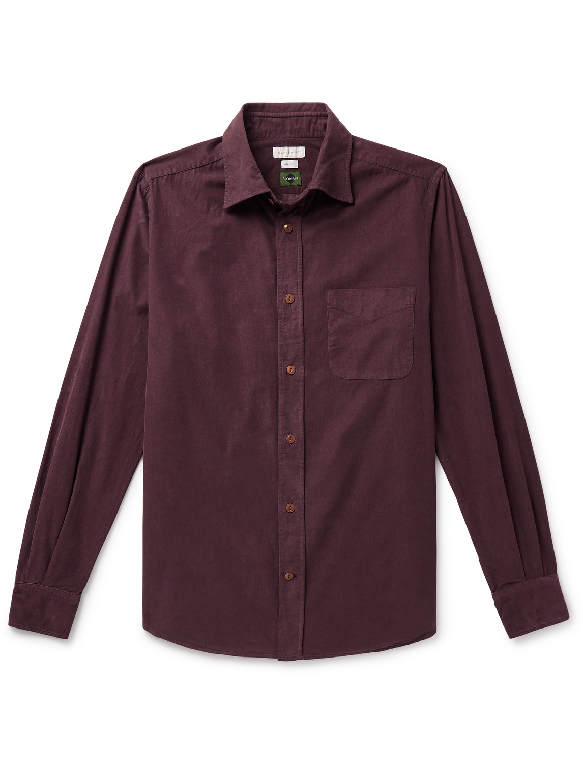 Incotex Cotton-corduroy Shirt In Burgundy