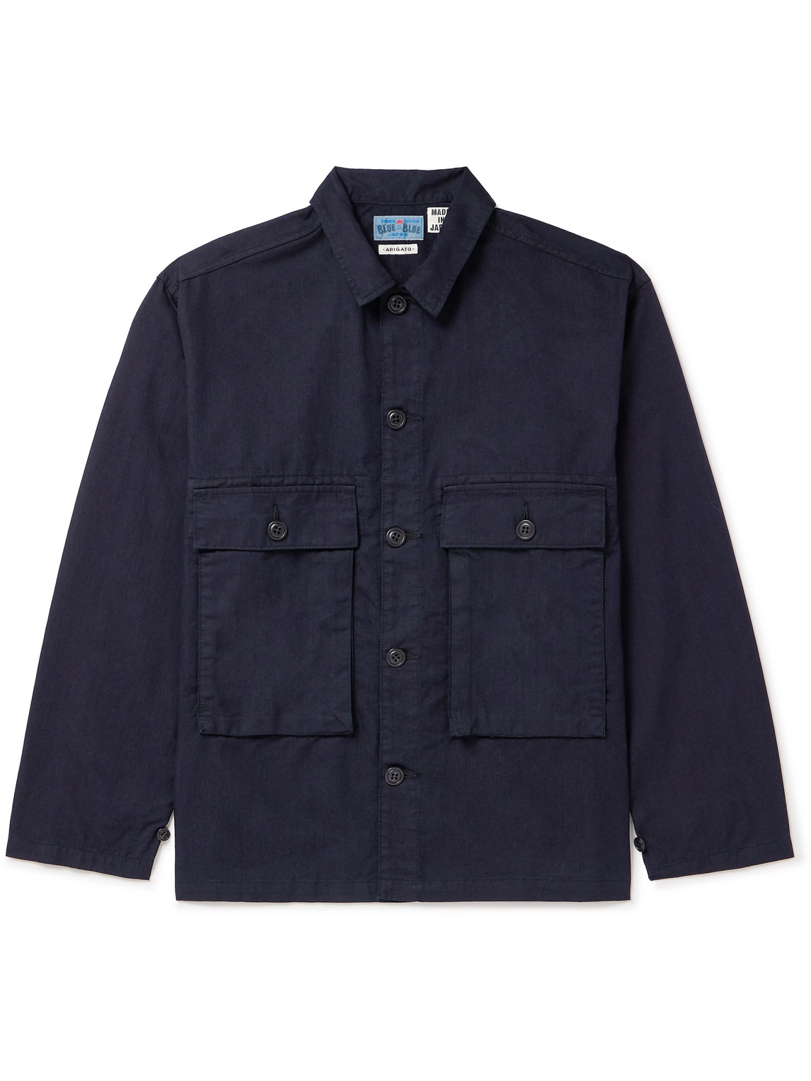 Blue Blue Japan Indigo-dyed Cotton-blend Cargo Shirt In Blue