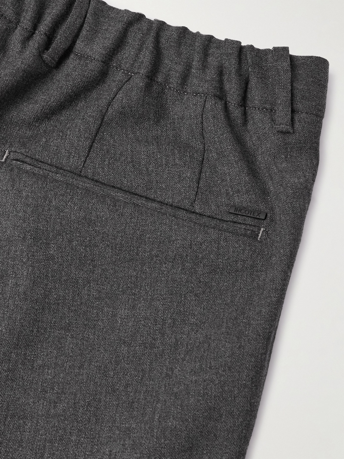 Shop Incotex Slim-fit Pleated Wool-blend Flannel Trousers In Gray