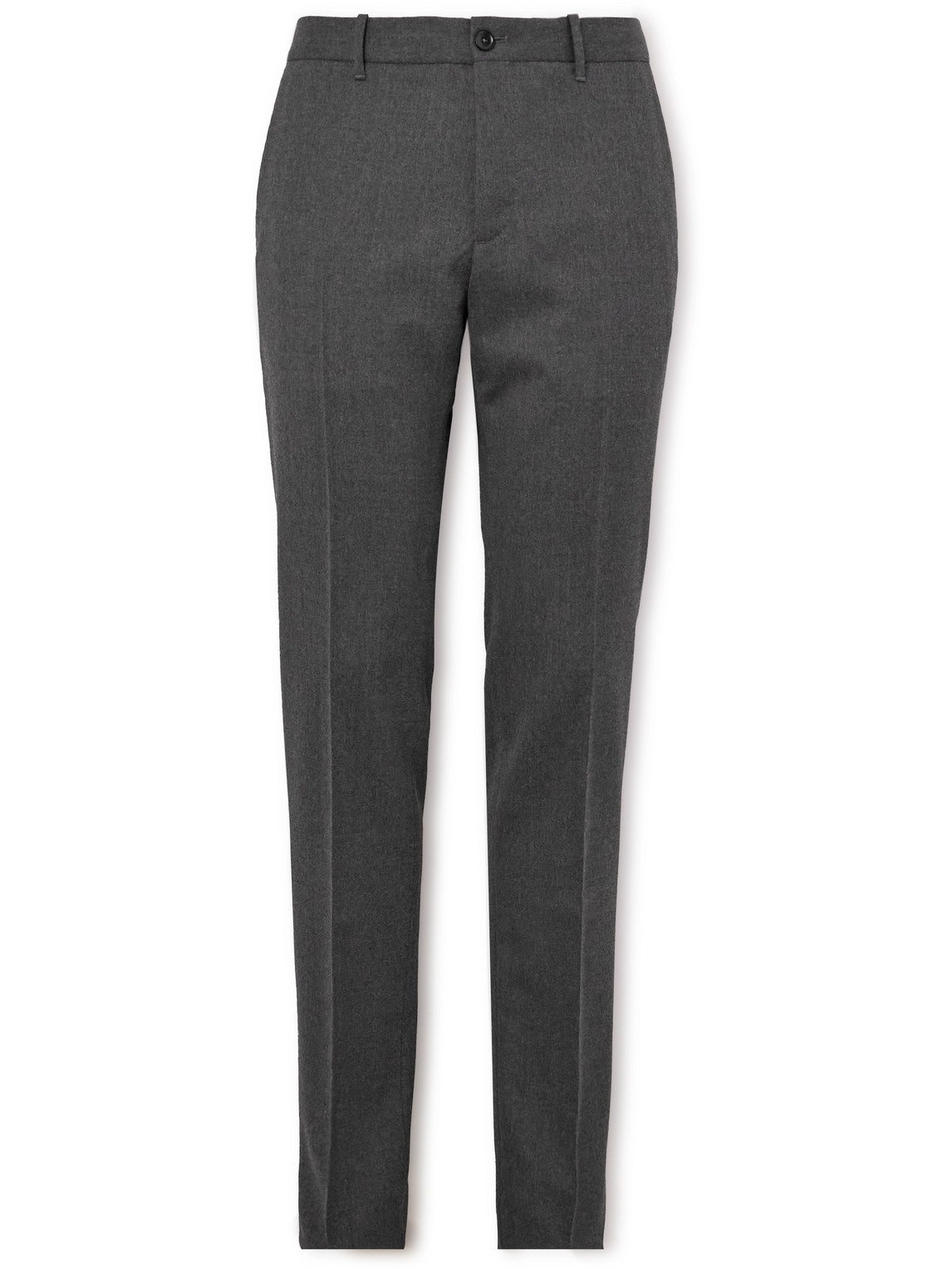 INCOTEX SLIM-FIT PLEATED WOOL-BLEND FLANNEL TROUSERS