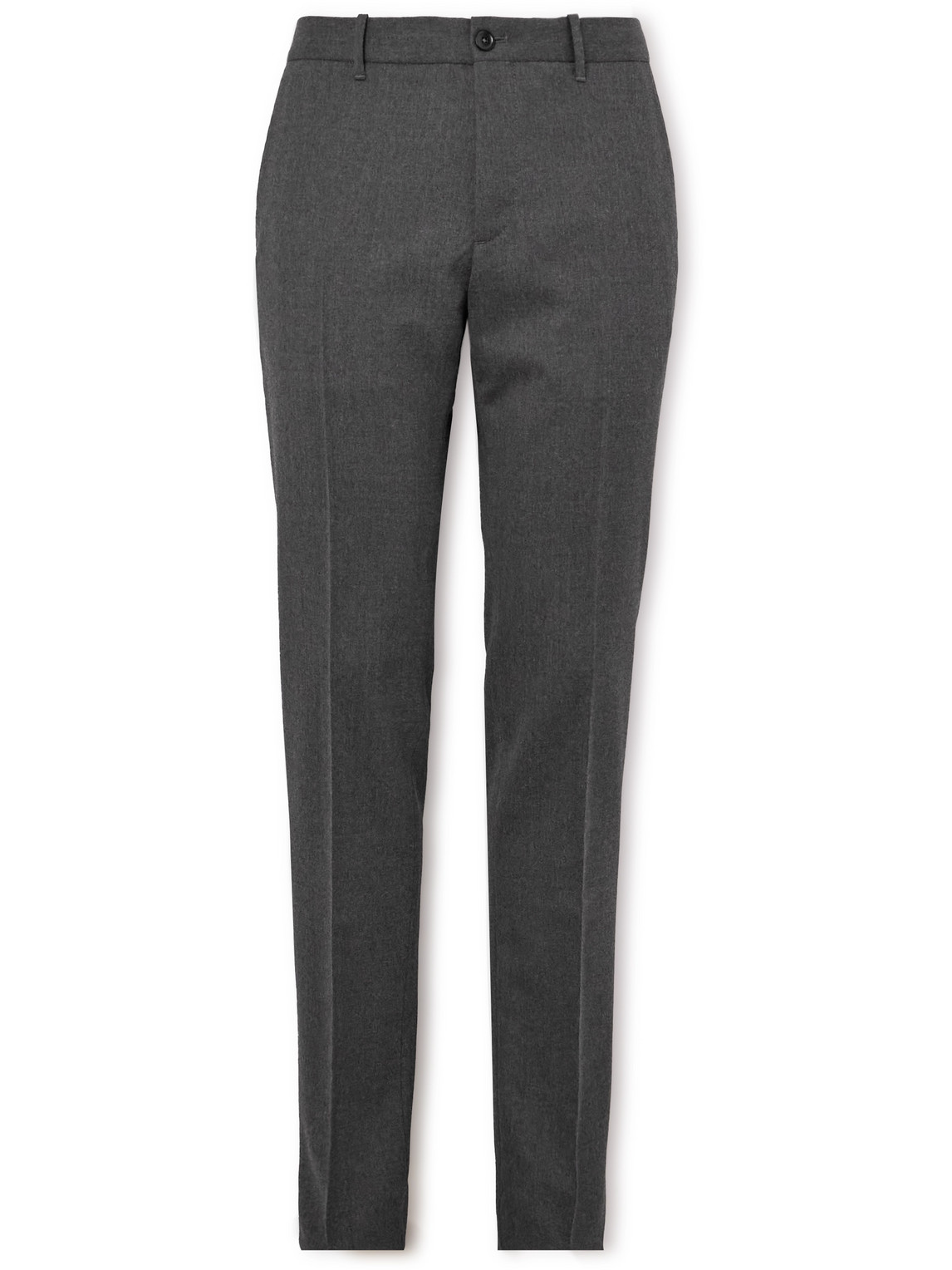 Shop Incotex Slim-fit Pleated Wool-blend Flannel Trousers In Gray