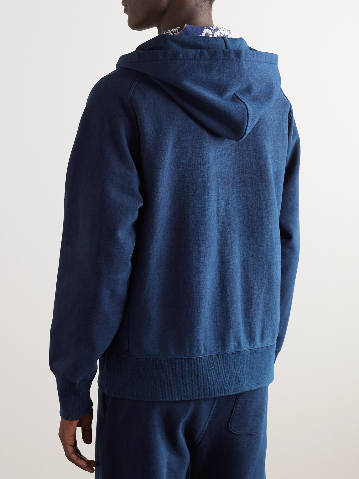 Shop Blue Blue Japan Indigo-dyed Cotton-jersey Hoodie In Blue