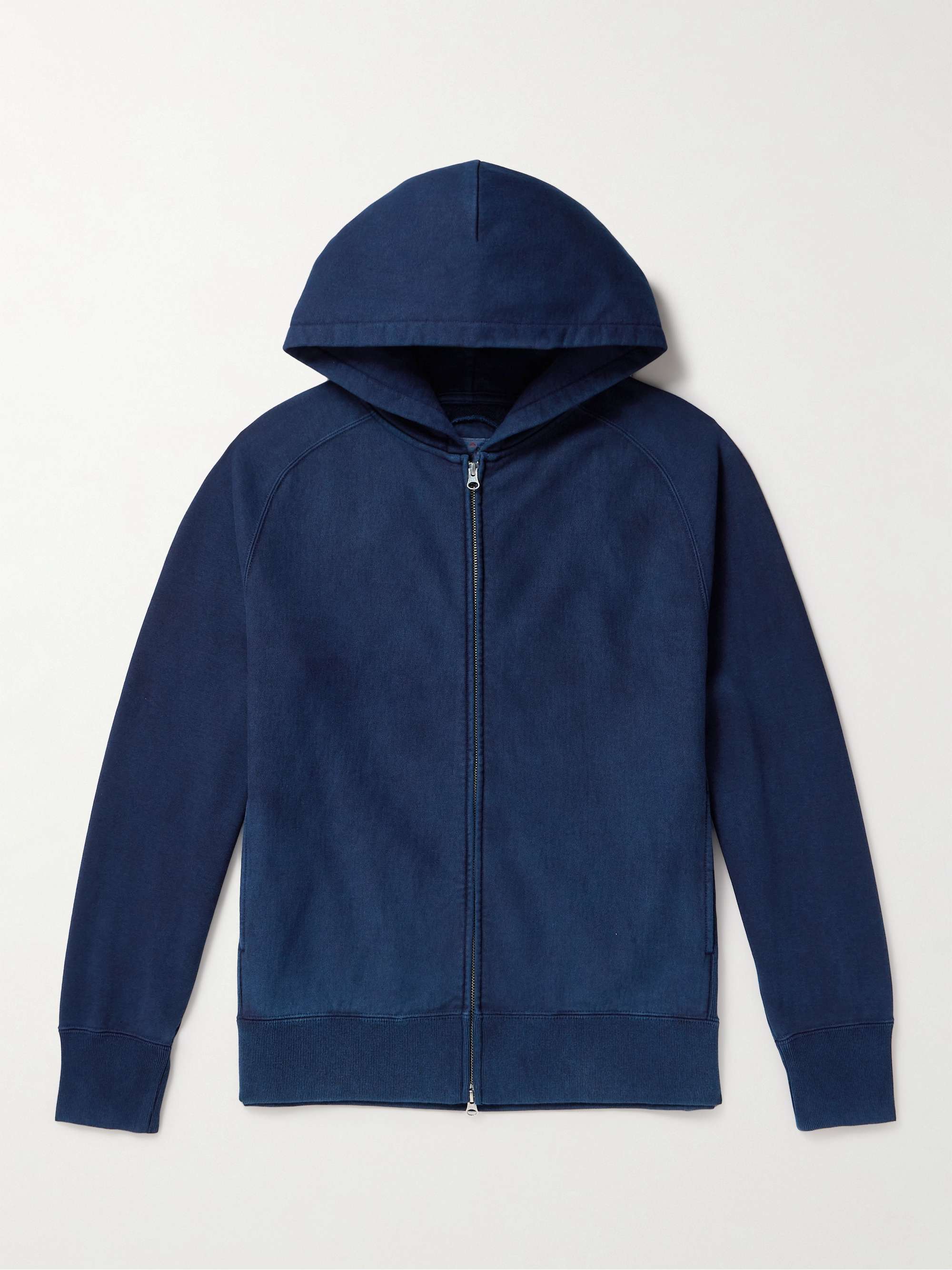 Indigo-Dyed Cotton-Jersey Hoodie