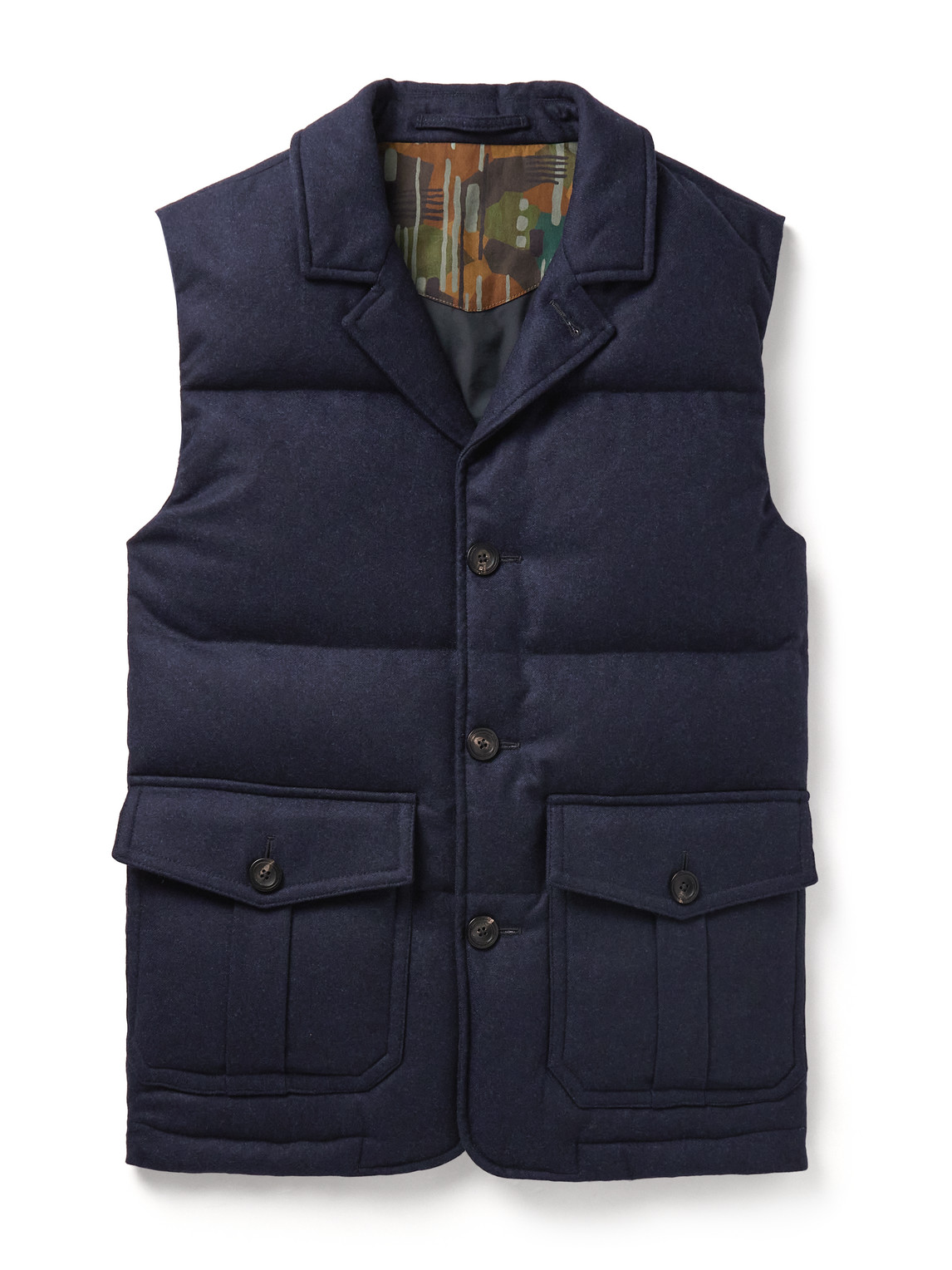 Incotex Quilted Wool Down Gilet In Blue