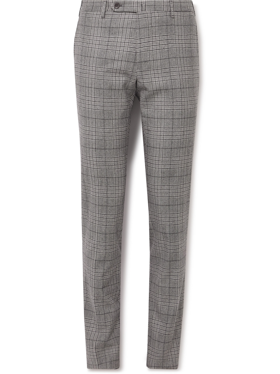Incotex Slim-fit Tapered Prince Of Wales Checked Virgin Wool-blend Trousers In Gray