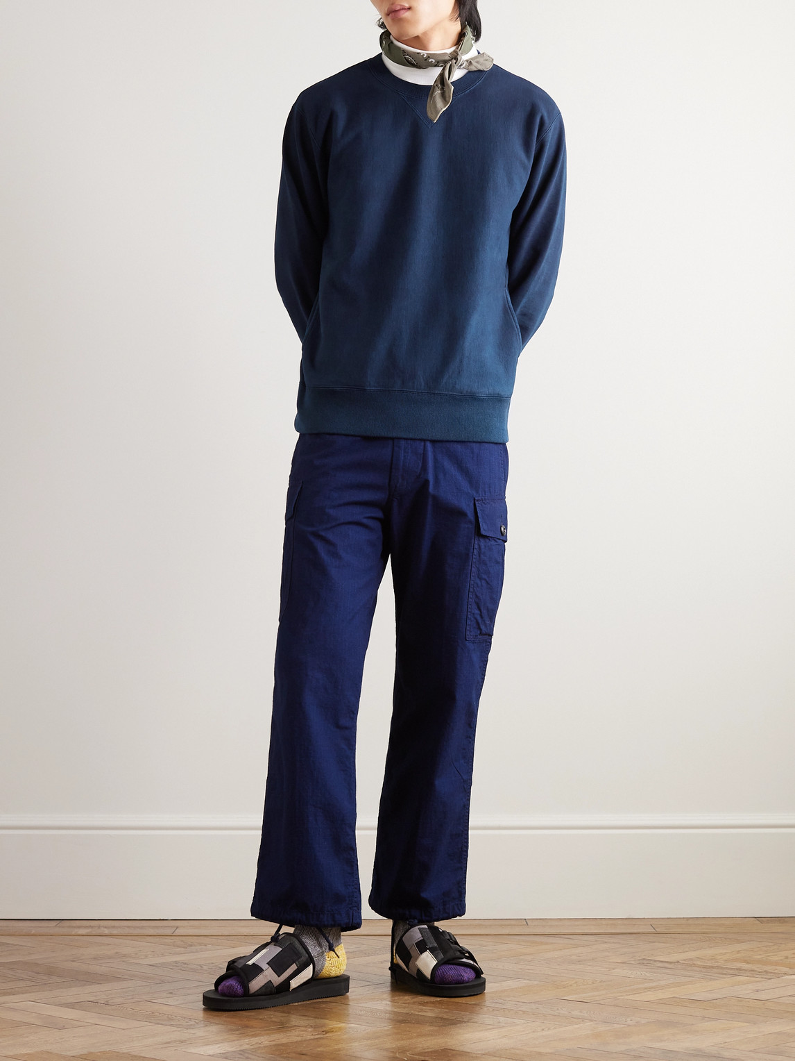 Blue Blue Japan Indigo-dyed Cotton-jersey Sweatshirt In Blue