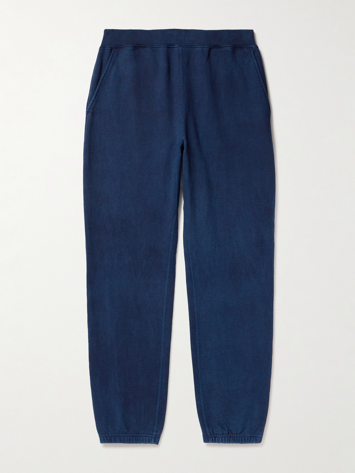 Blue Blue Japan Tapered Indigo-dyed Cotton-jersey Sweatpants In Blue