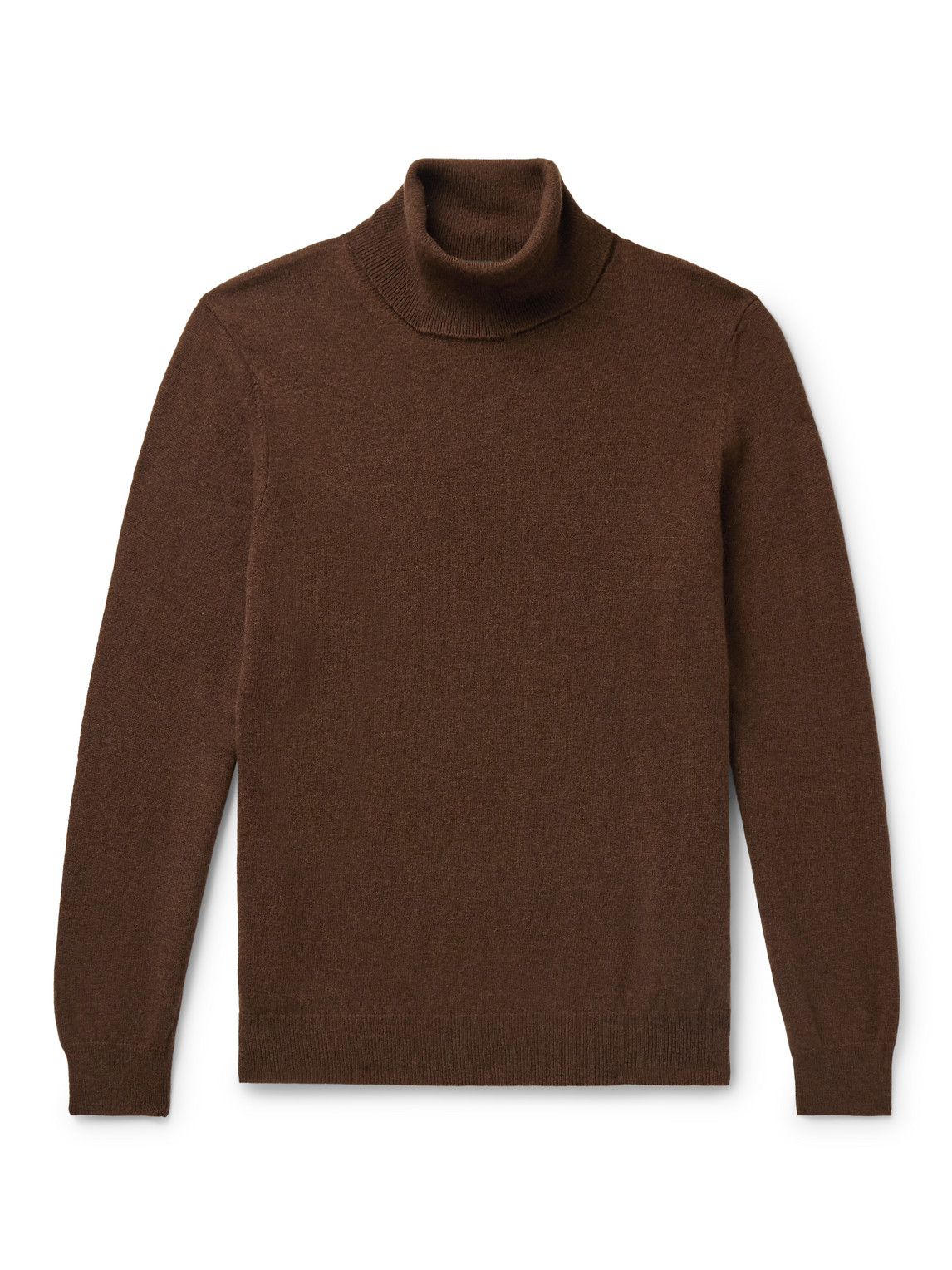 Incotex Slim-fit Virgin Wool And Cashmere-blend Rollneck Sweater In Brown