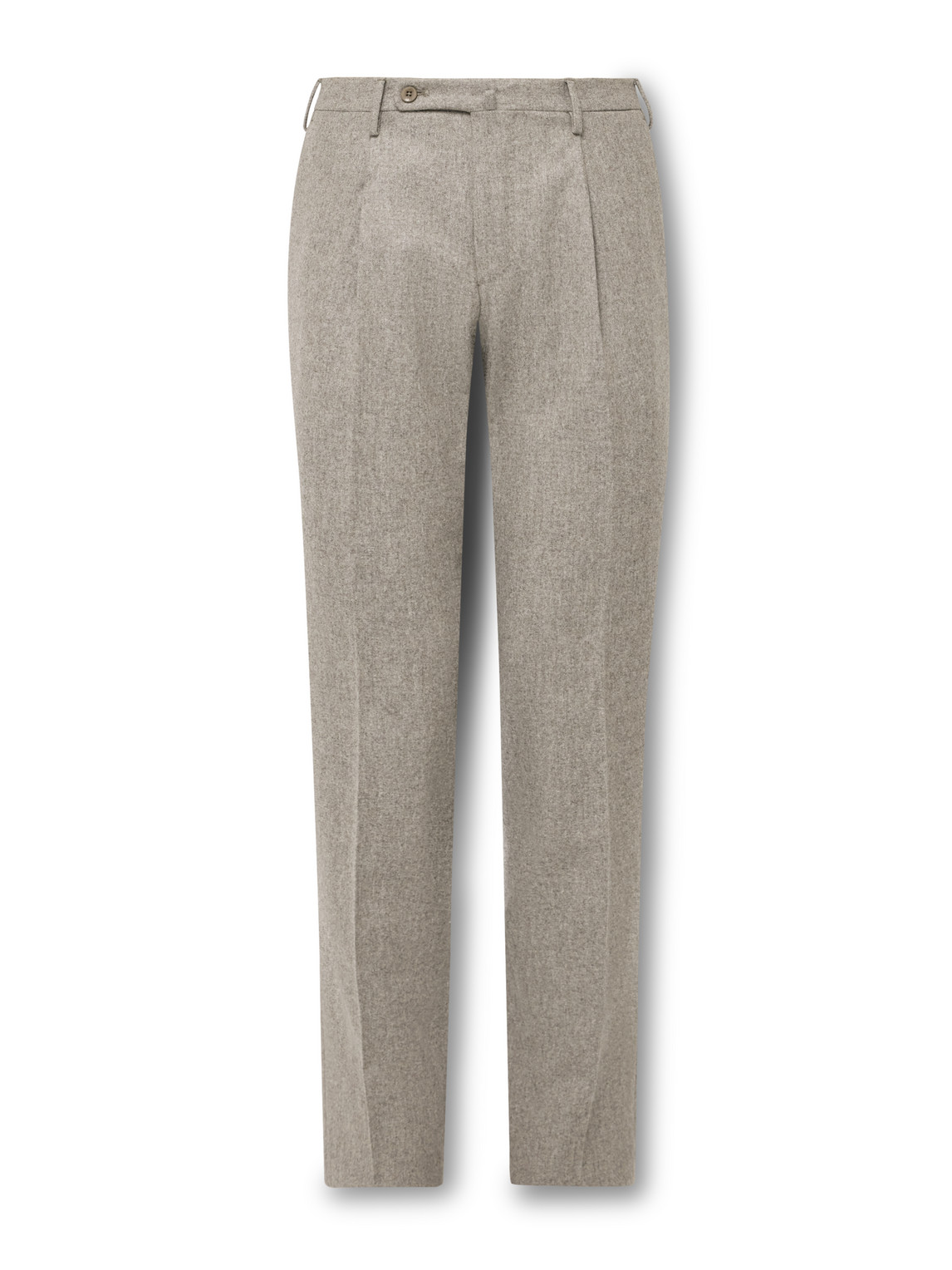 Incotex Tapered Pleated Super 100s Virgin Wool-flannel Trousers In Grey