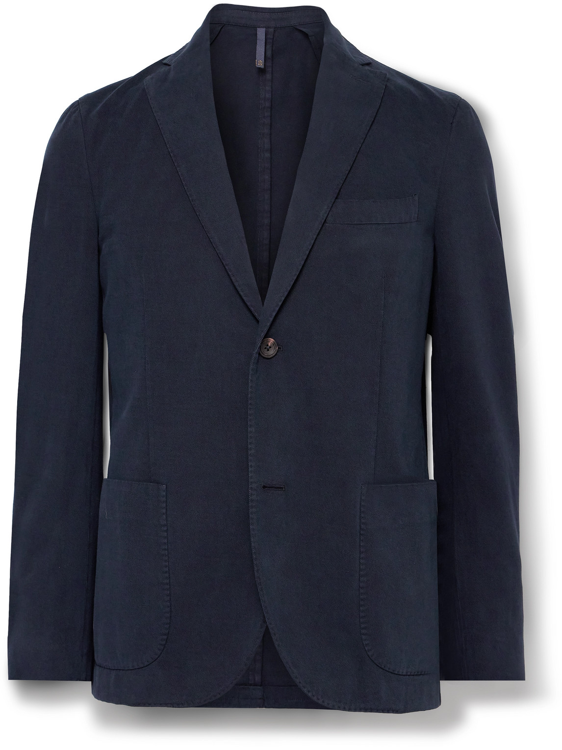 Incotex Unstructured Cotton And Cashmere-blend Twill Blazer In Blue
