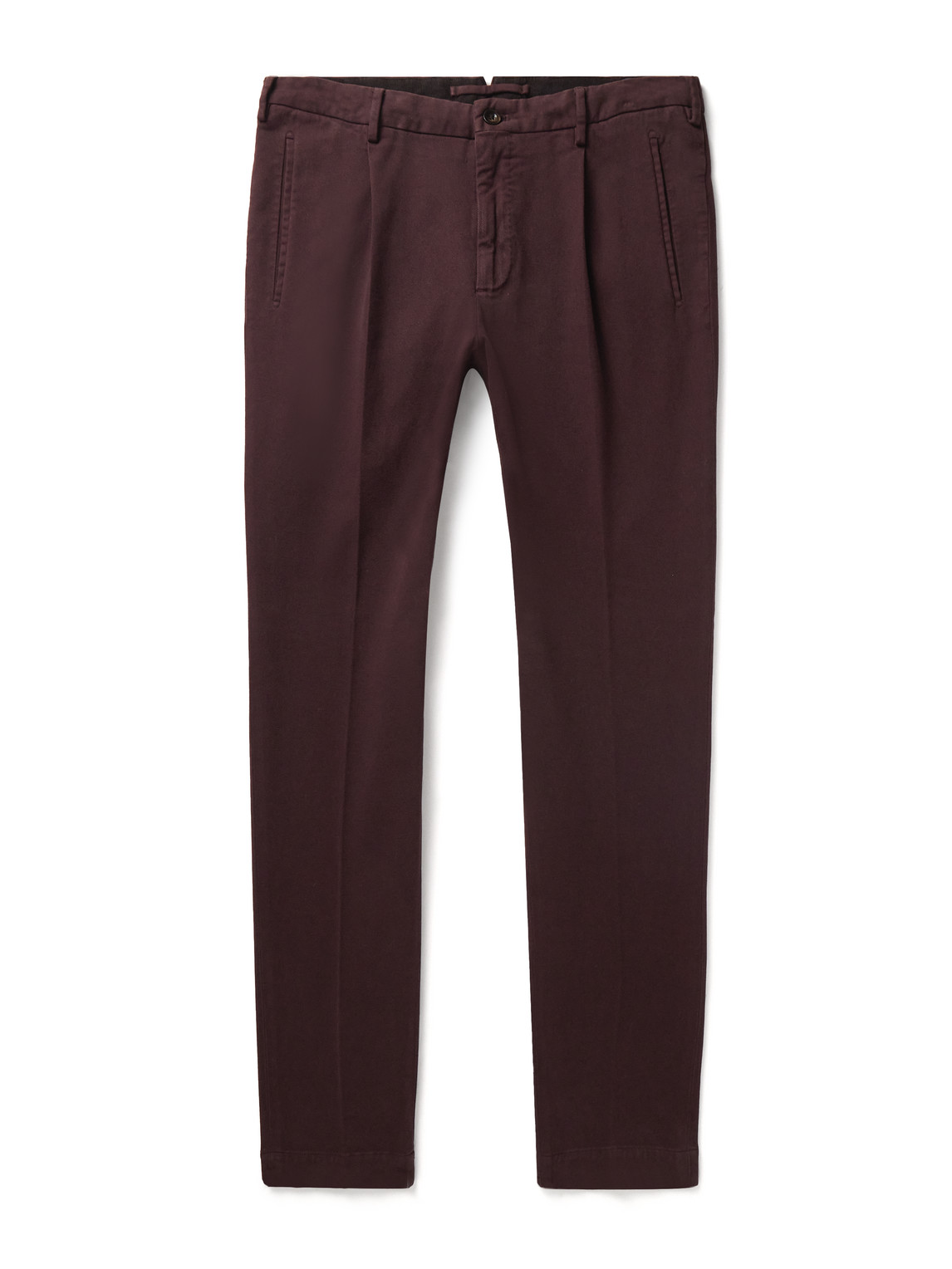 Incotex Tapered Cotton-blend Twill Trousers In Purple