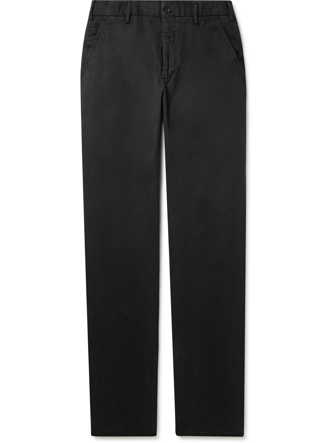 Incotex Tapered Stretch-cotton Twill Trousers In Black