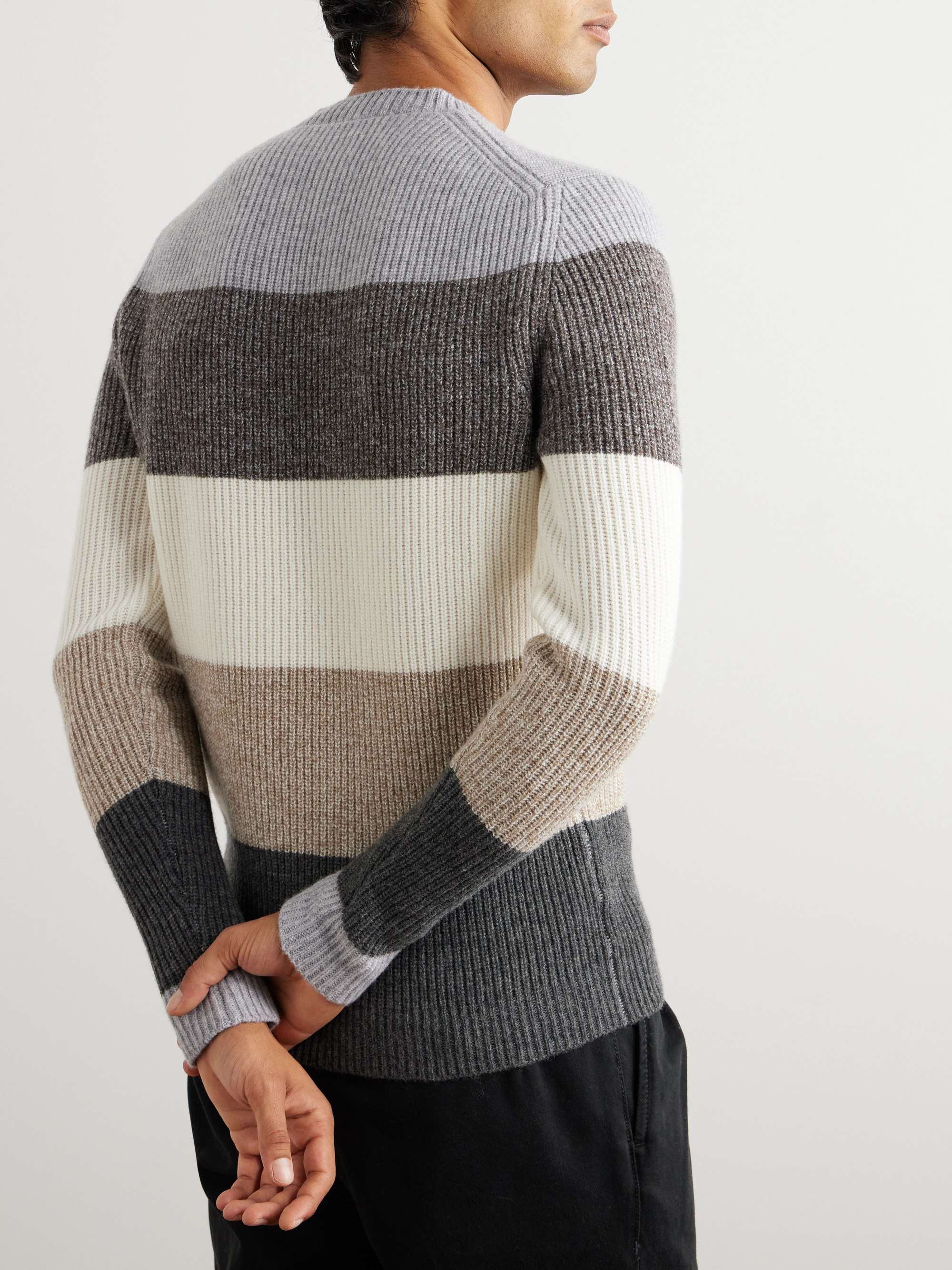 INCOTEX Striped Ribbed Wool Sweater for Men | MR PORTER