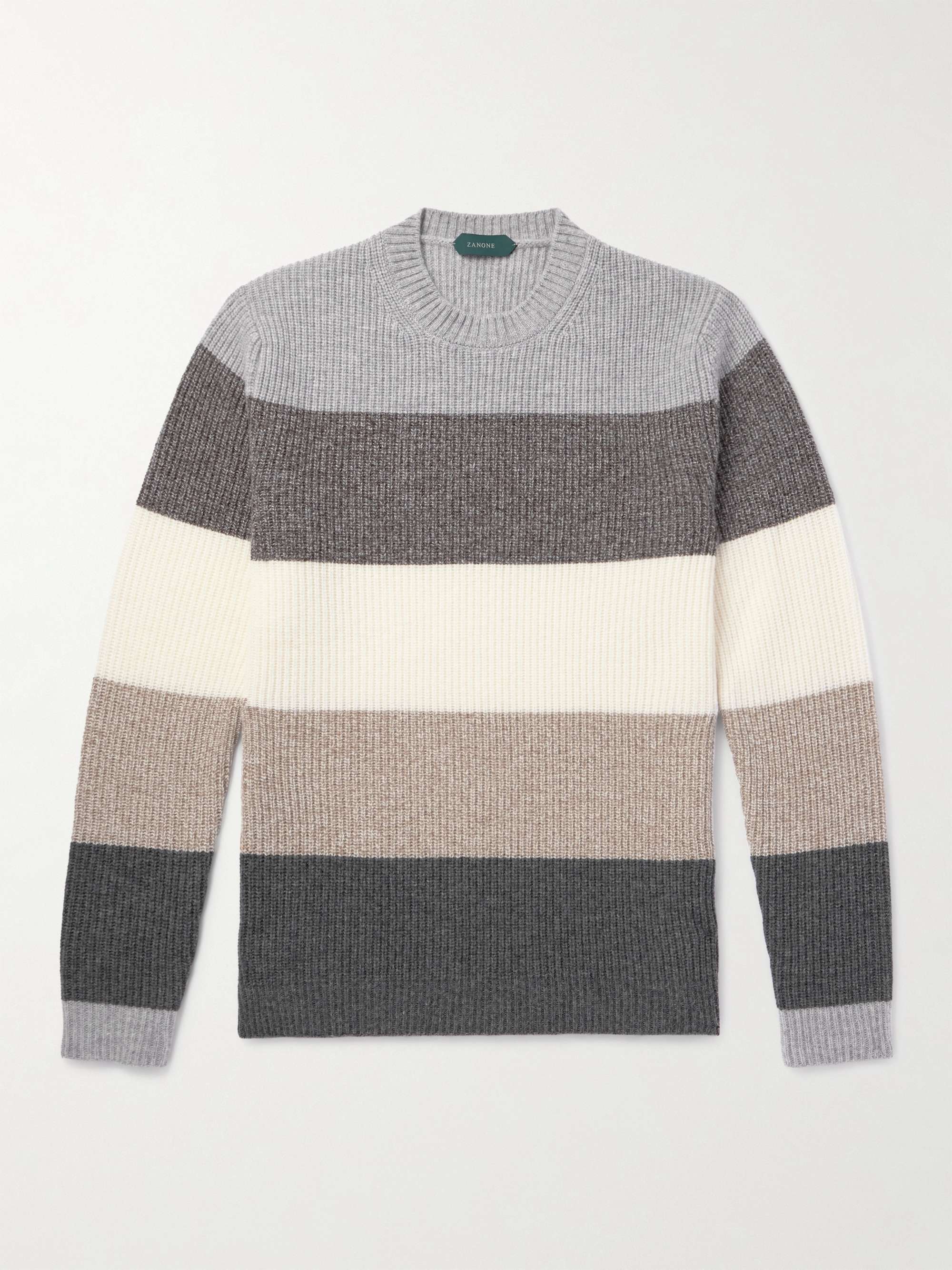 INCOTEX Striped Ribbed Wool Sweater for Men | MR PORTER