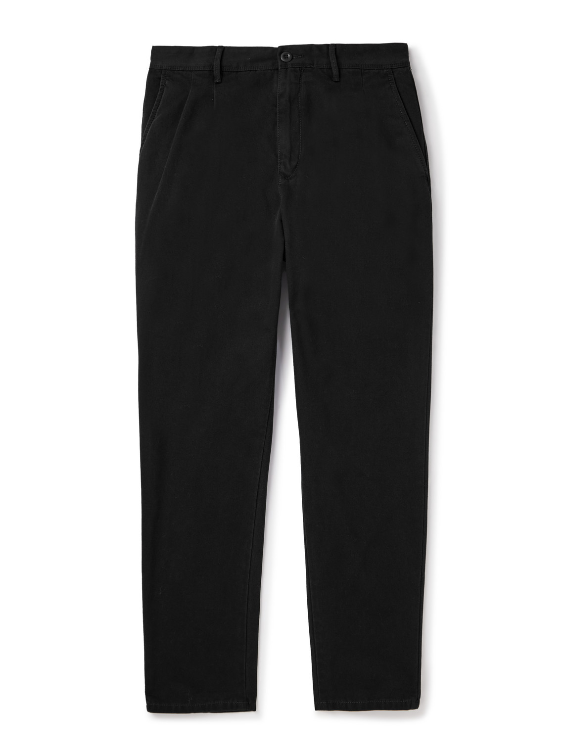 Incotex Slim-fit Straight-leg Pleated Cotton-twill Chinos In Black