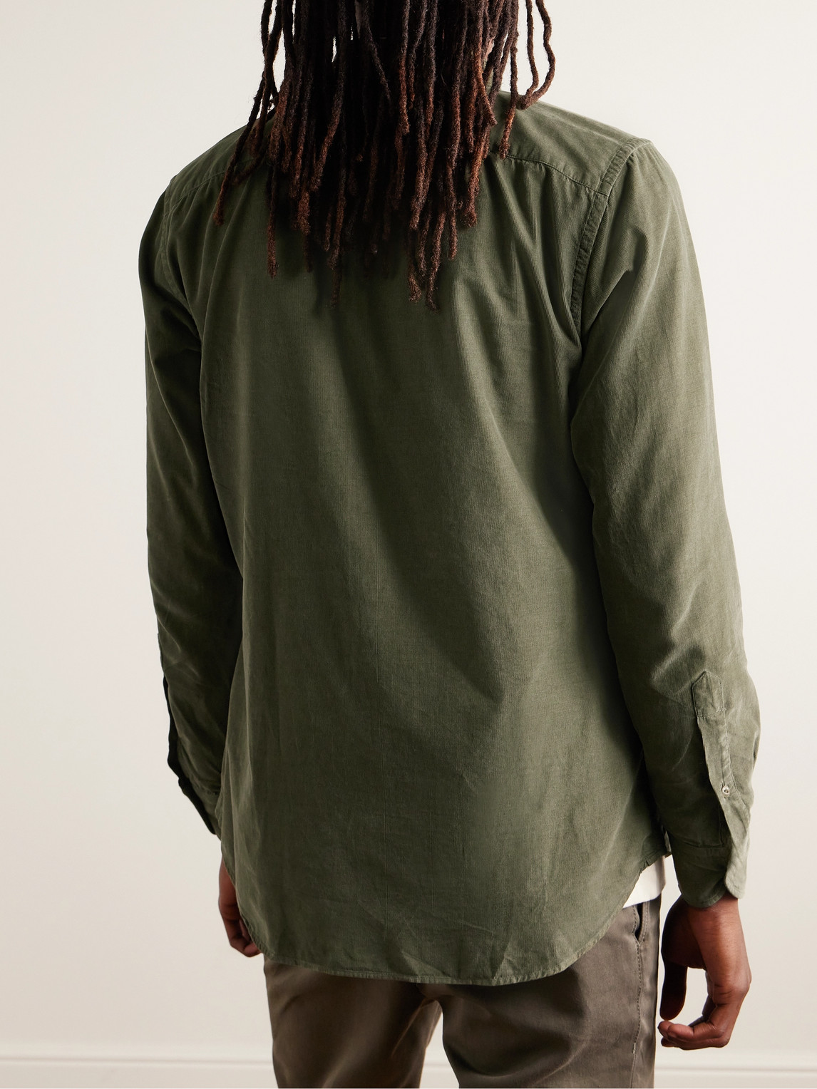 Shop Incotex Glanshirt Cotton-corduroy Shirt In Green