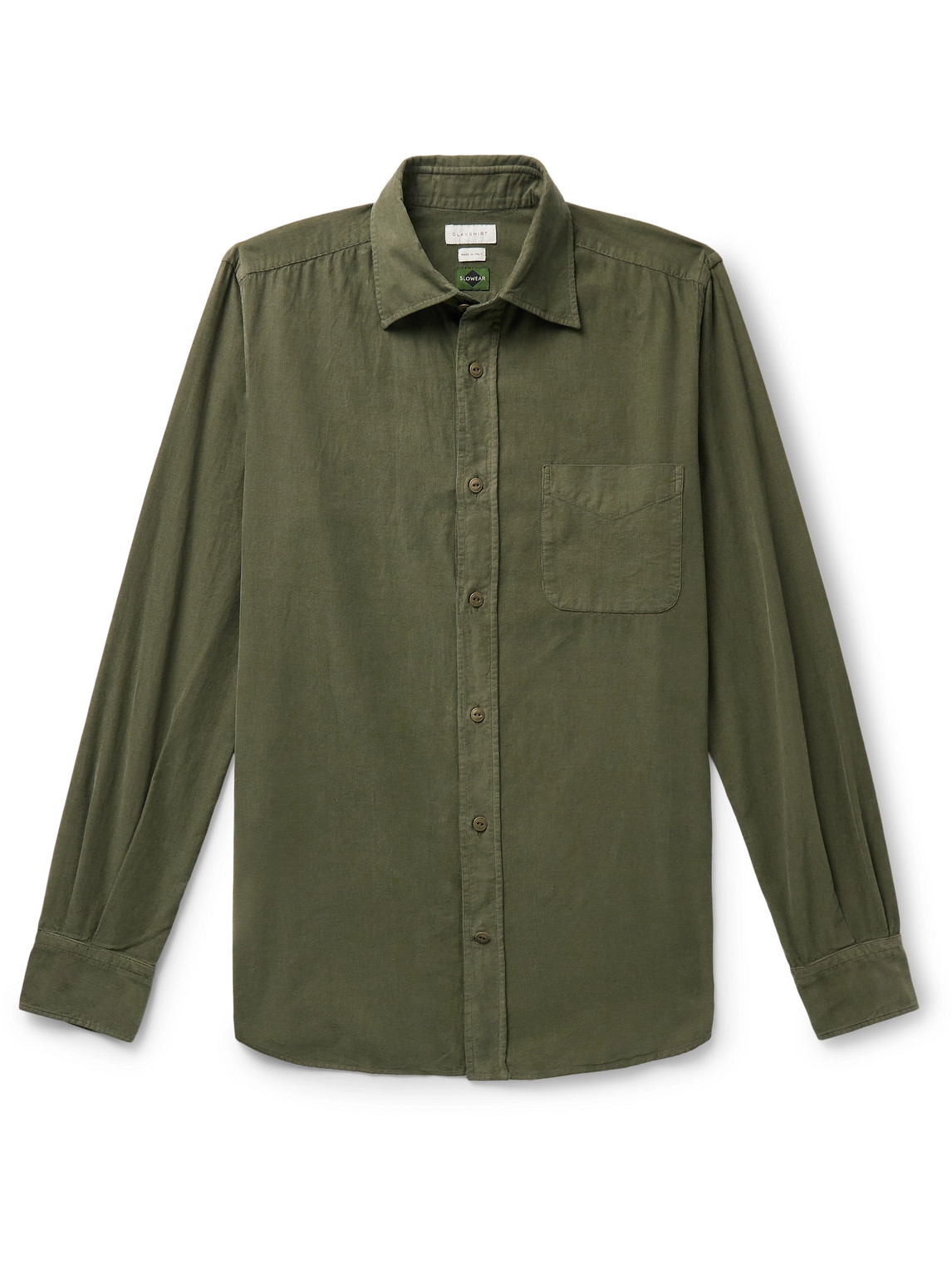 Incotex Cotton-corduroy Shirt In Green