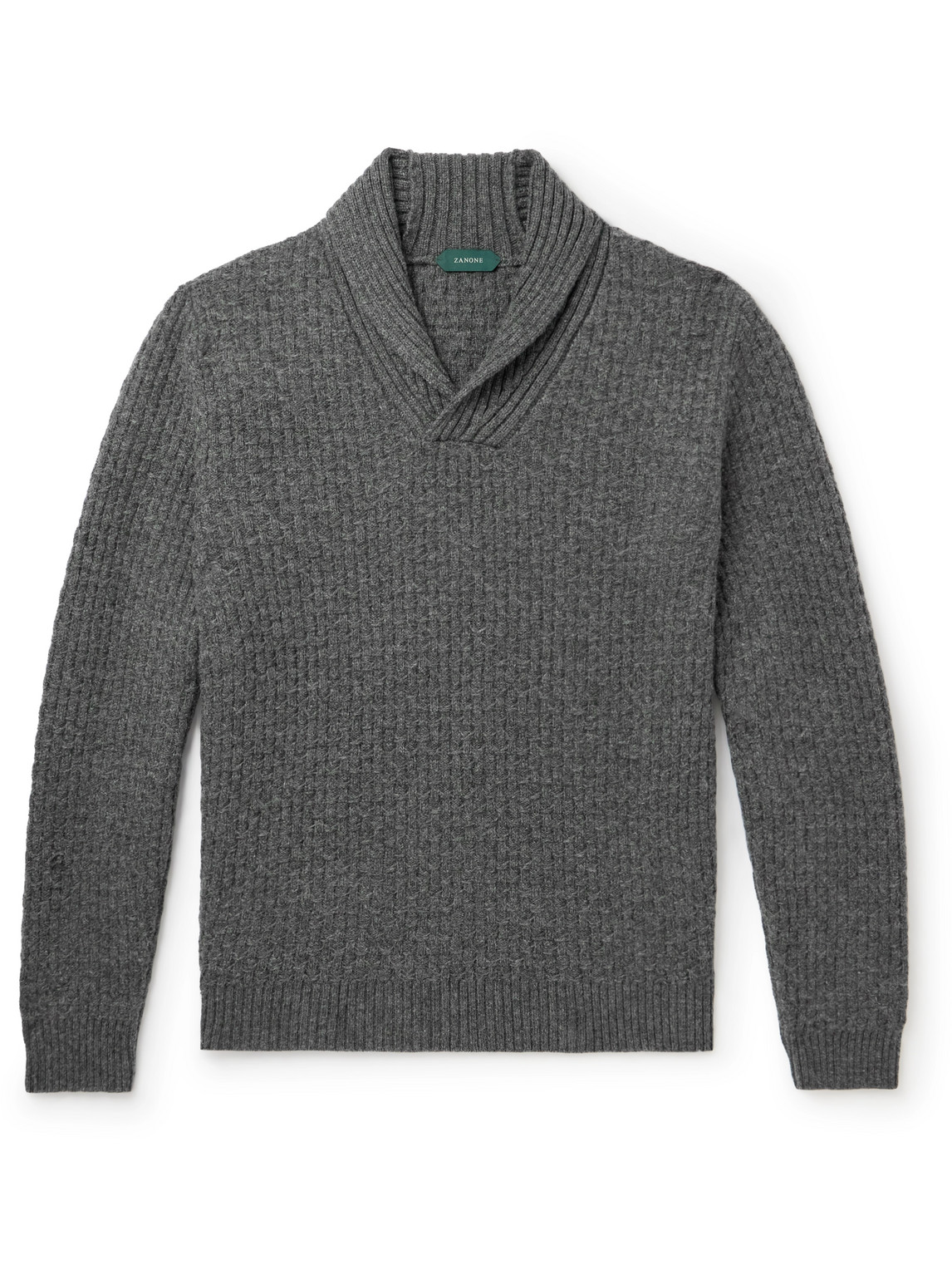 Incotex Slim-fit Shawl-collar Wool Jumper In Grey
