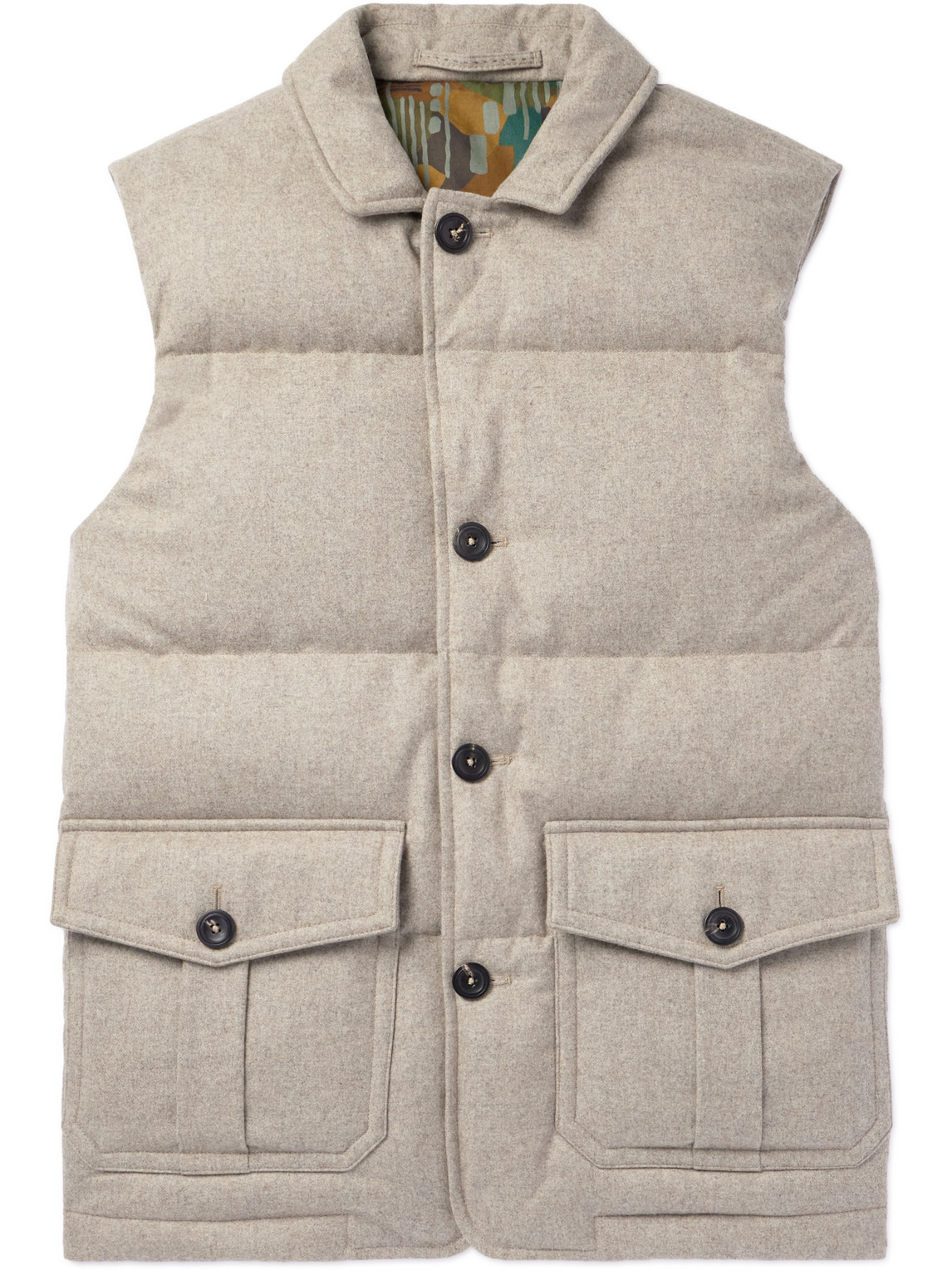 Incotex Quilted Wool Down Gilet In Neutrals