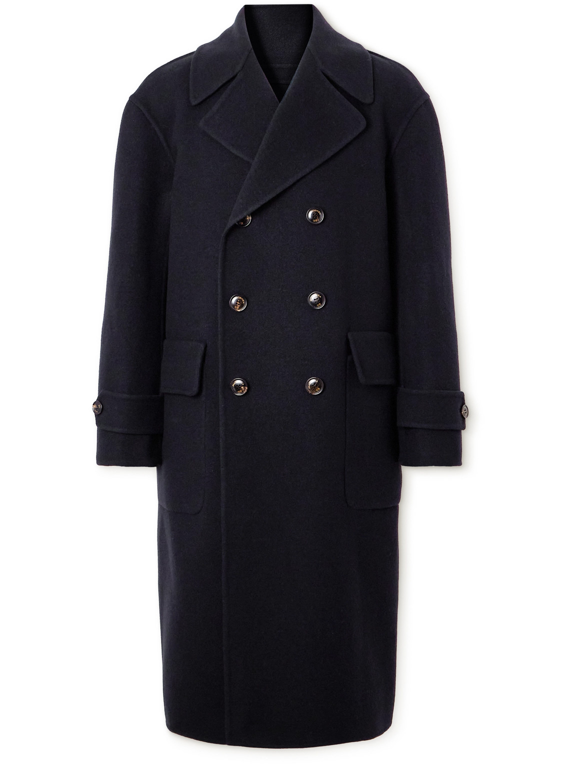 Piacenza 1733 Double-breasted Cashmere Overcoat In Blue