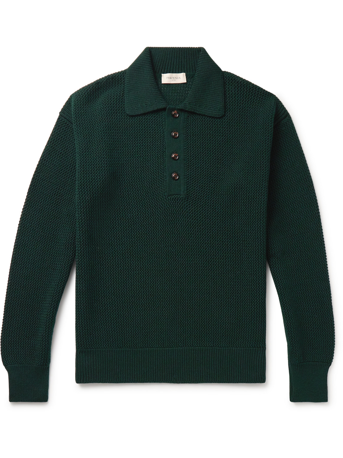 Piacenza 1733 Textured-knit Virgin Wool Polo Shirt In Green